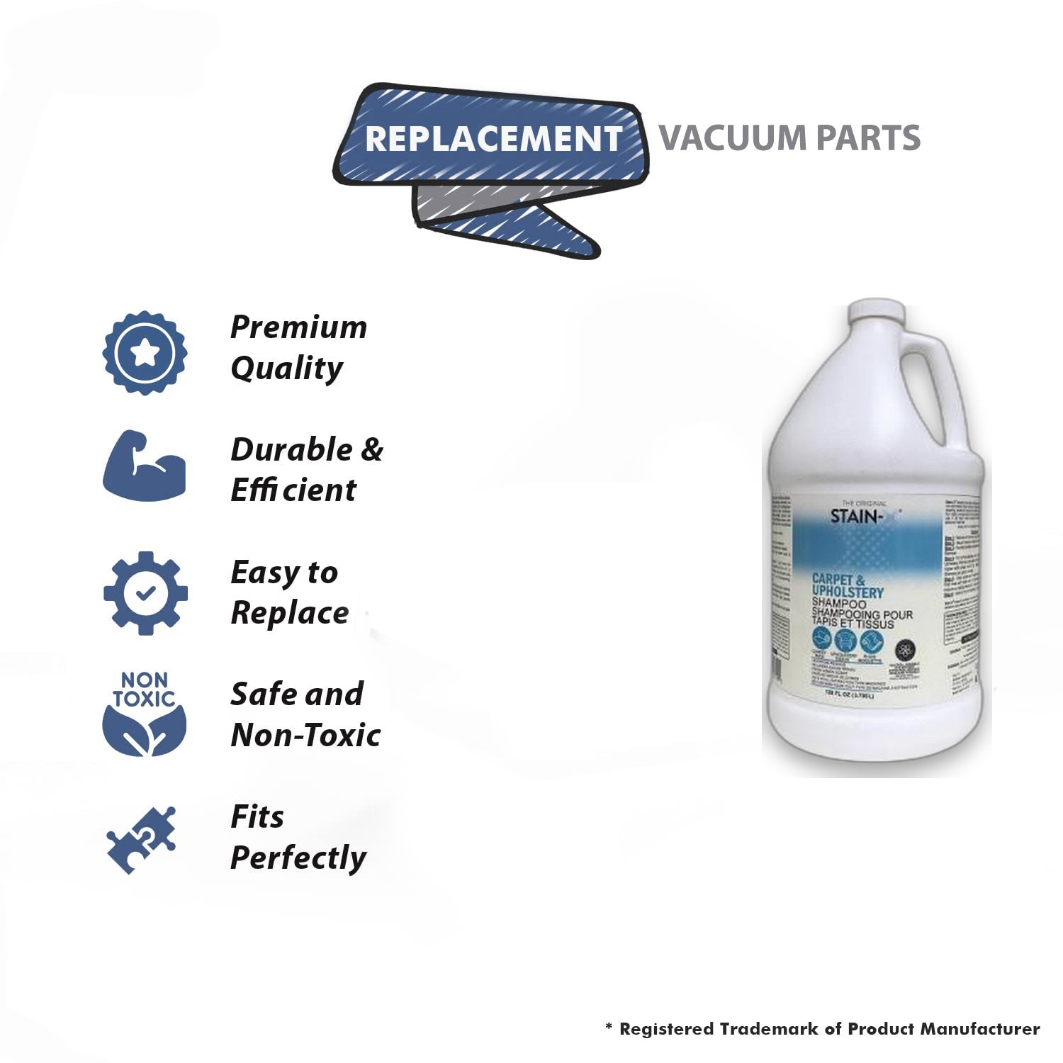 Topvacuumparts Replacement Part For Stain-X Vacuum Extraction Shampoo 1 Gallon # compare to part 70001-04S
