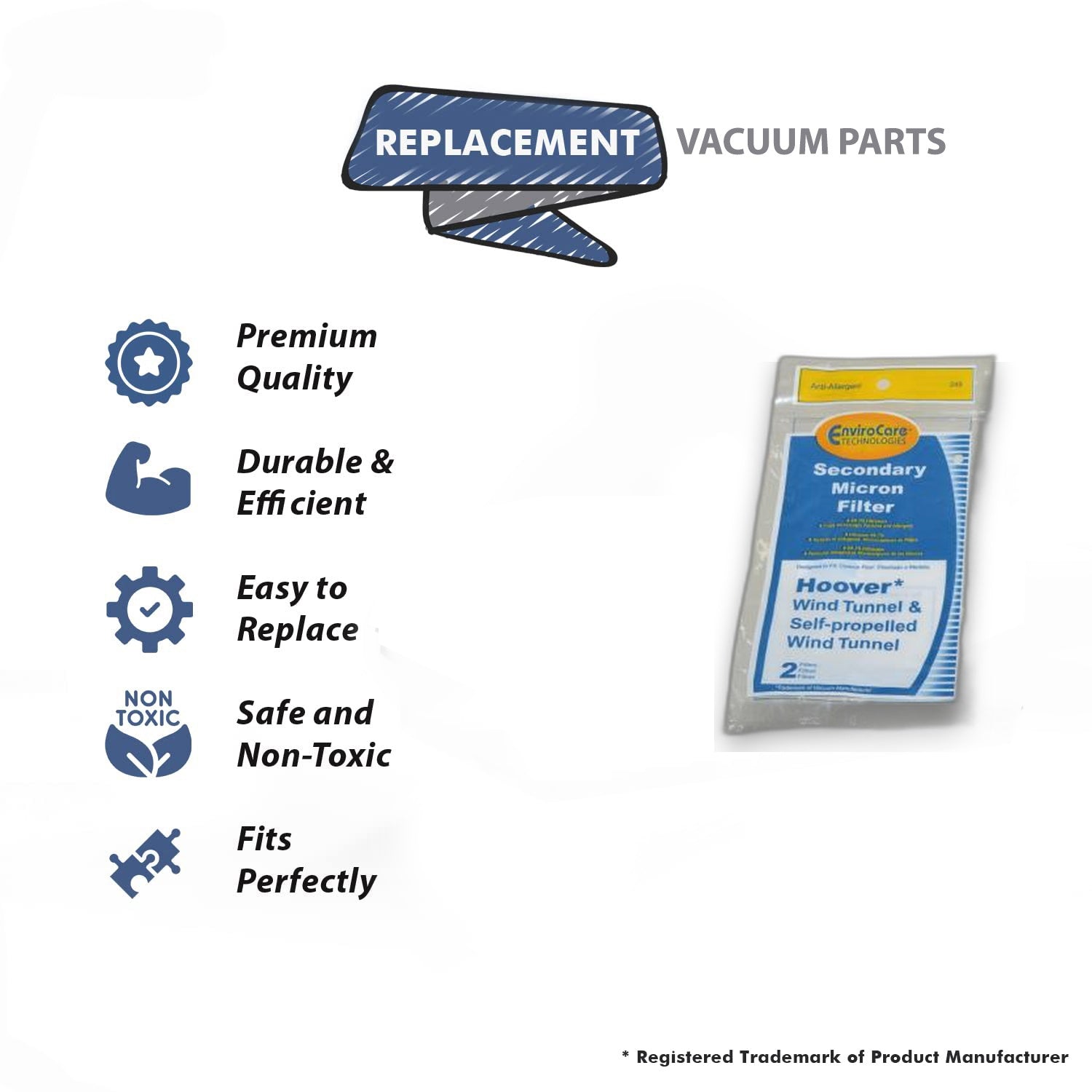 Topvacuumparts (2) Replacement Part for Hoover Windtunnel Secondary Vacuum Filter 4 PK # compare to part 245
