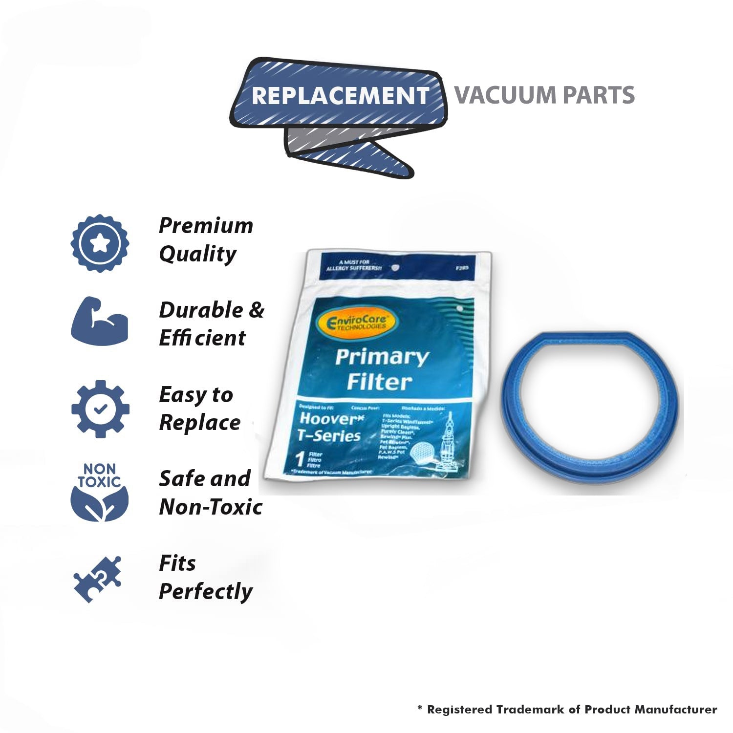 Topvacuumparts Primary Filter Replacement Part For Hoover UH70120 W/T Rewind T Series (3- Pack) 3 Filter # compare to part F285