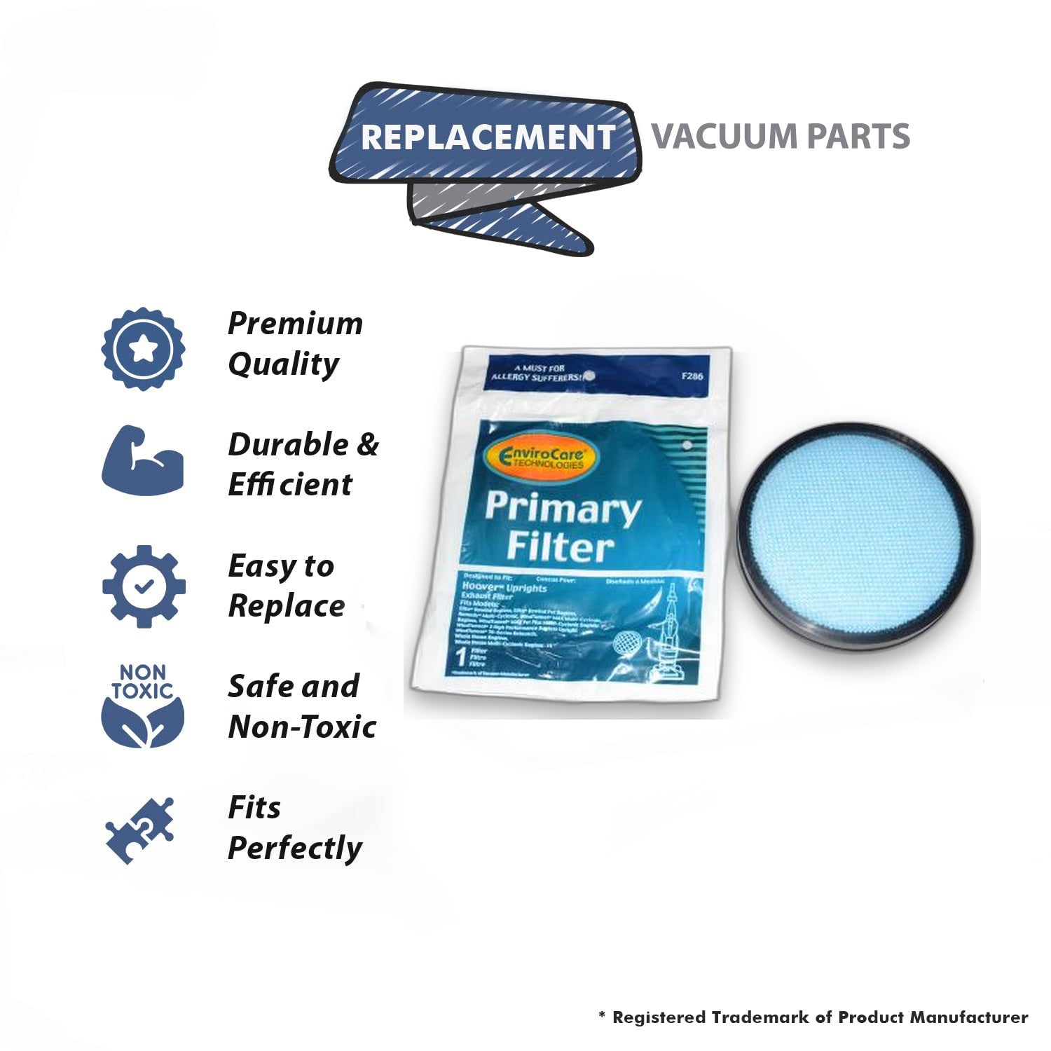Topvacuumparts Replacement Part For Hoover Windtunnel Primary Filter Fits UH71214, UH70800, UH70816, UH70820, UH70830, UH71009 (2Pk) # 304087001