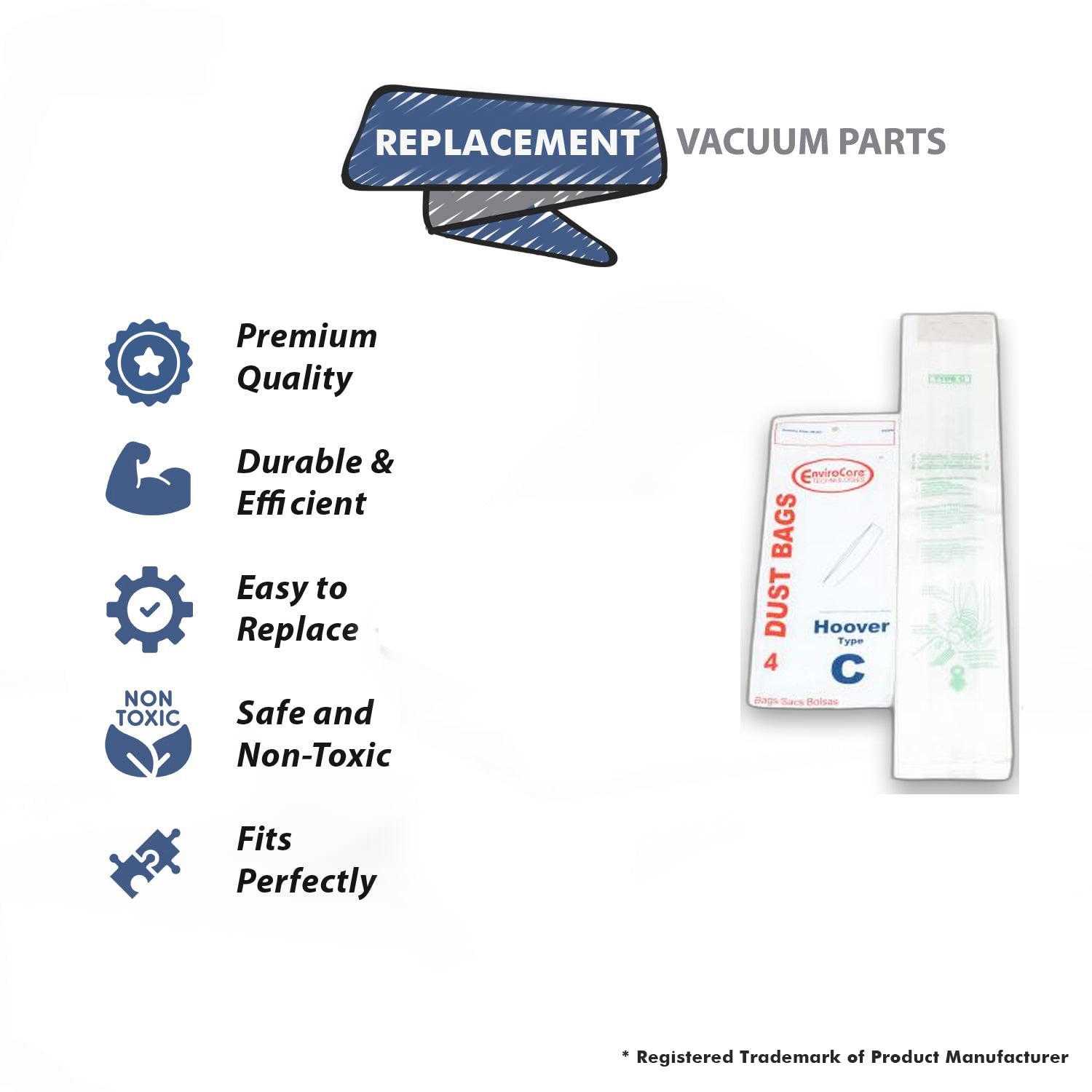 Topvacuumparts Replacement Part For Hoover Upright Type C Convertible Paper Bags 4 PK # 302SW