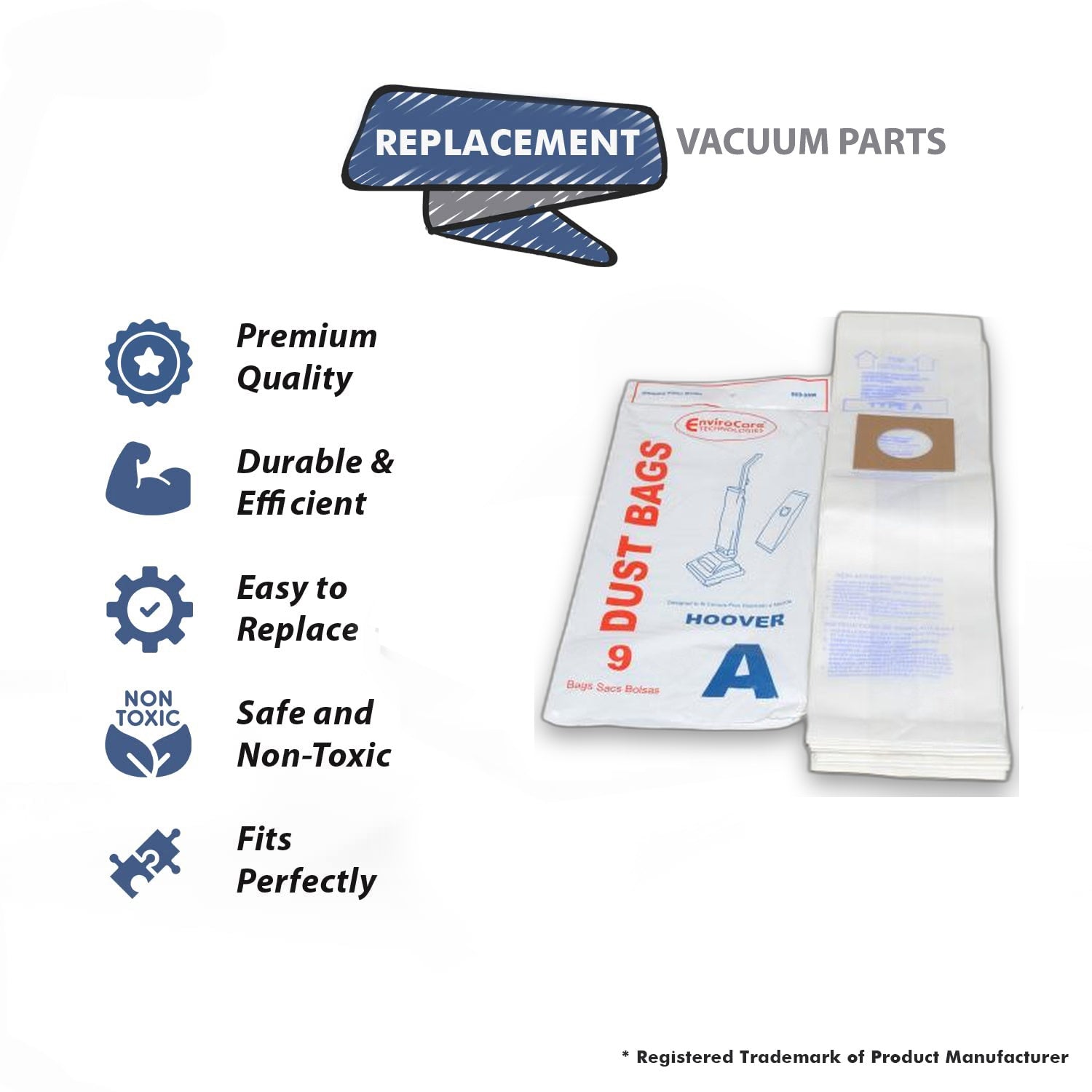 Topvacuumparts Replacement Part For Hoover Upright Vacuum Cleaner Type-A 9Pk Paper Bags # compare to part 4010001A