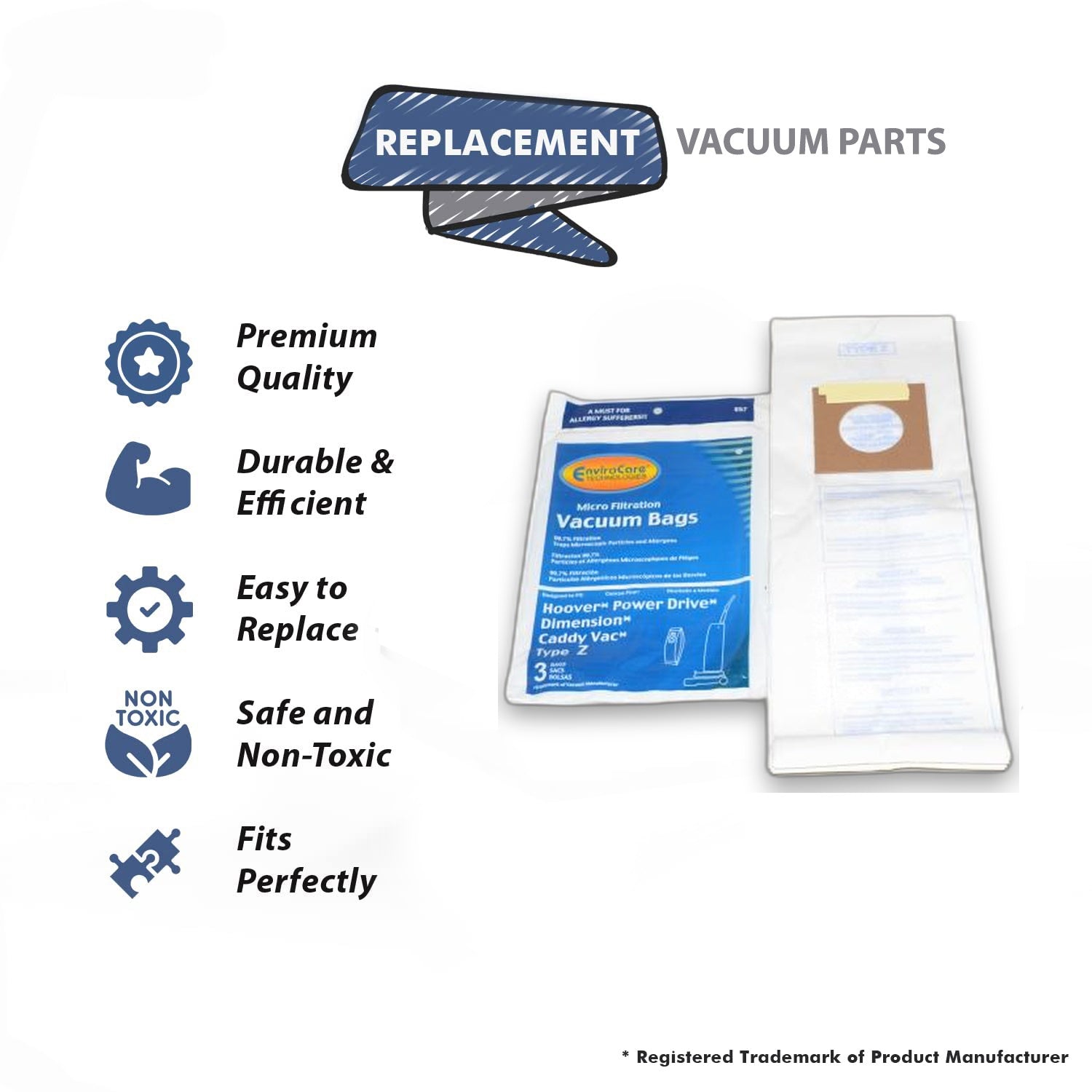 Topvacuumparts Replacement Part For Hoover Type Z Microlined Upright Vacuum Cleaner 3 Paper Bags # 857