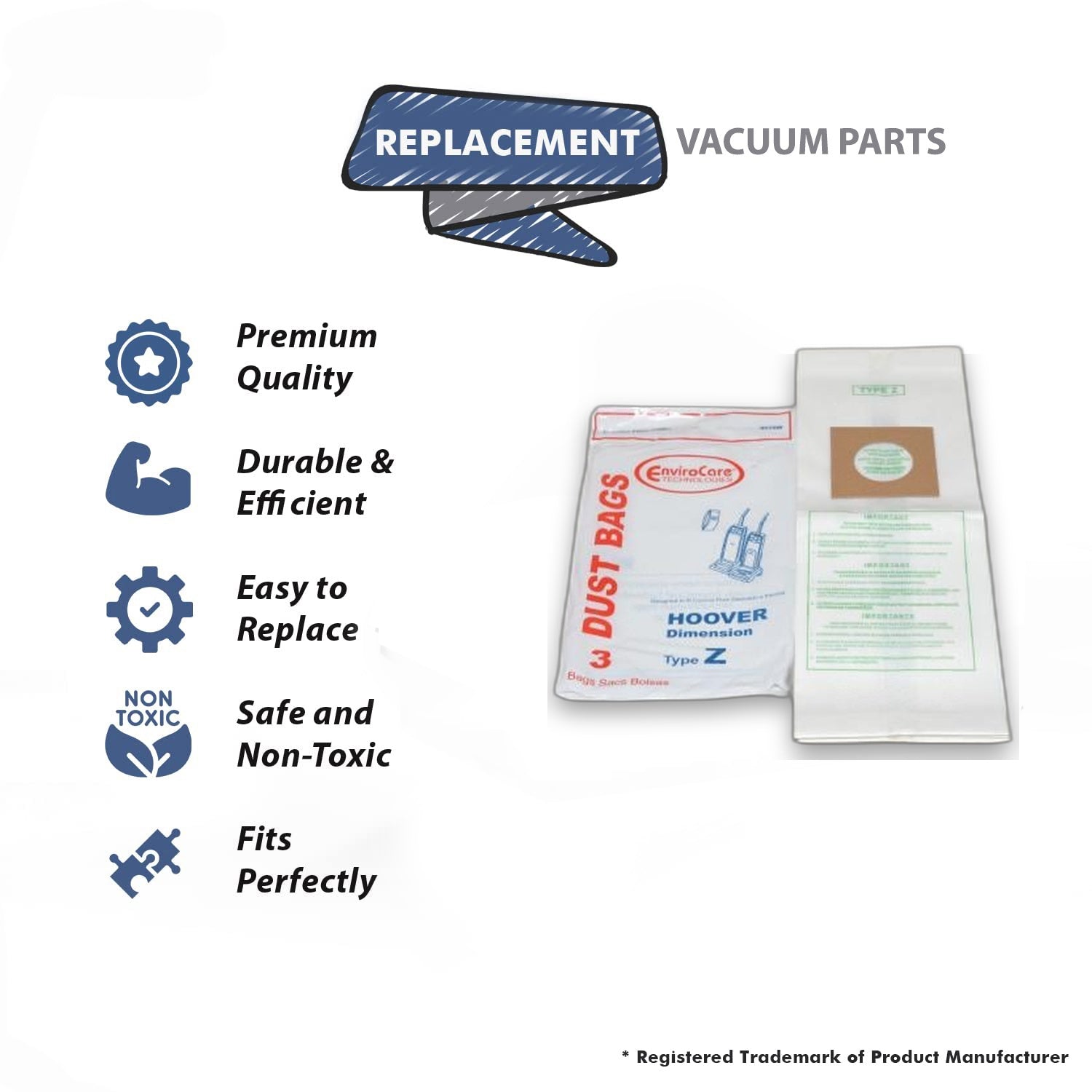Topvacuumparts Replacement Part For Hoover Dimension Upright Vacuum Cleaner Type Z Paper Bags 3 Pk # compare to part 8575W