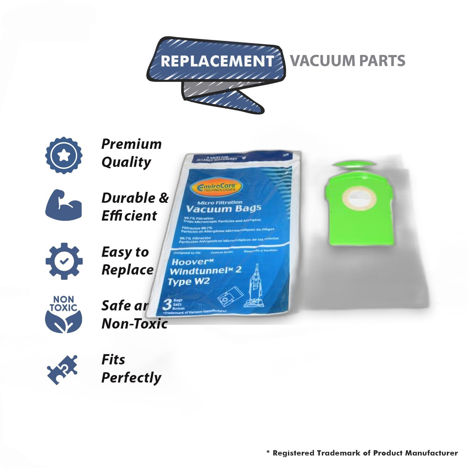 Topvacuumparts Replacement Part For Hoover WindTunnel 2 Vacuum Cleaner W2-Type 3Pk Paper Bags # compare to part 401080W2