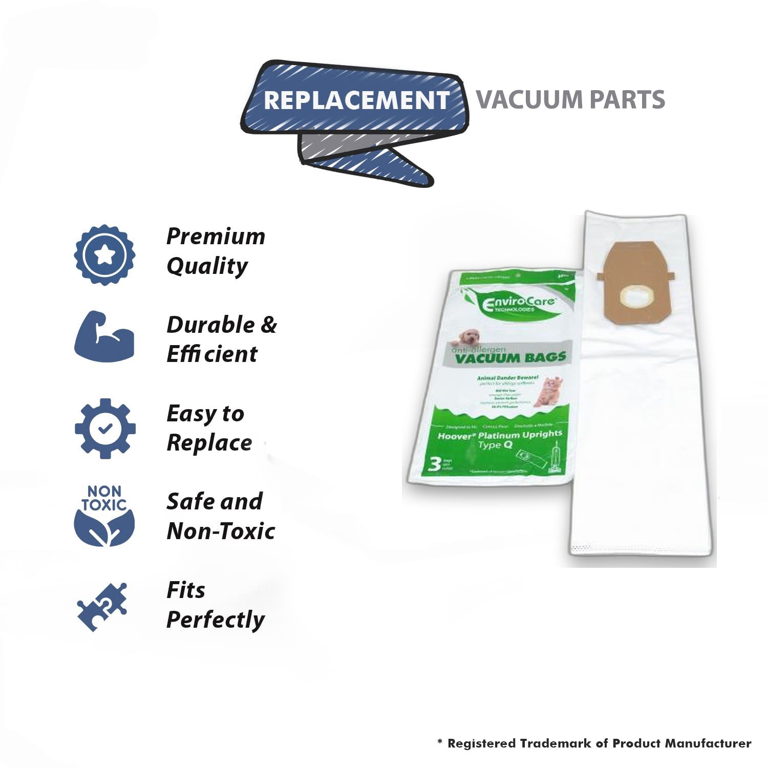 Topvacuumparts Replacement Part For Hoover AH10000 Allergen Paper Bags For Platinum Upright Models UH30010, Type Q (3 Bags)# A890