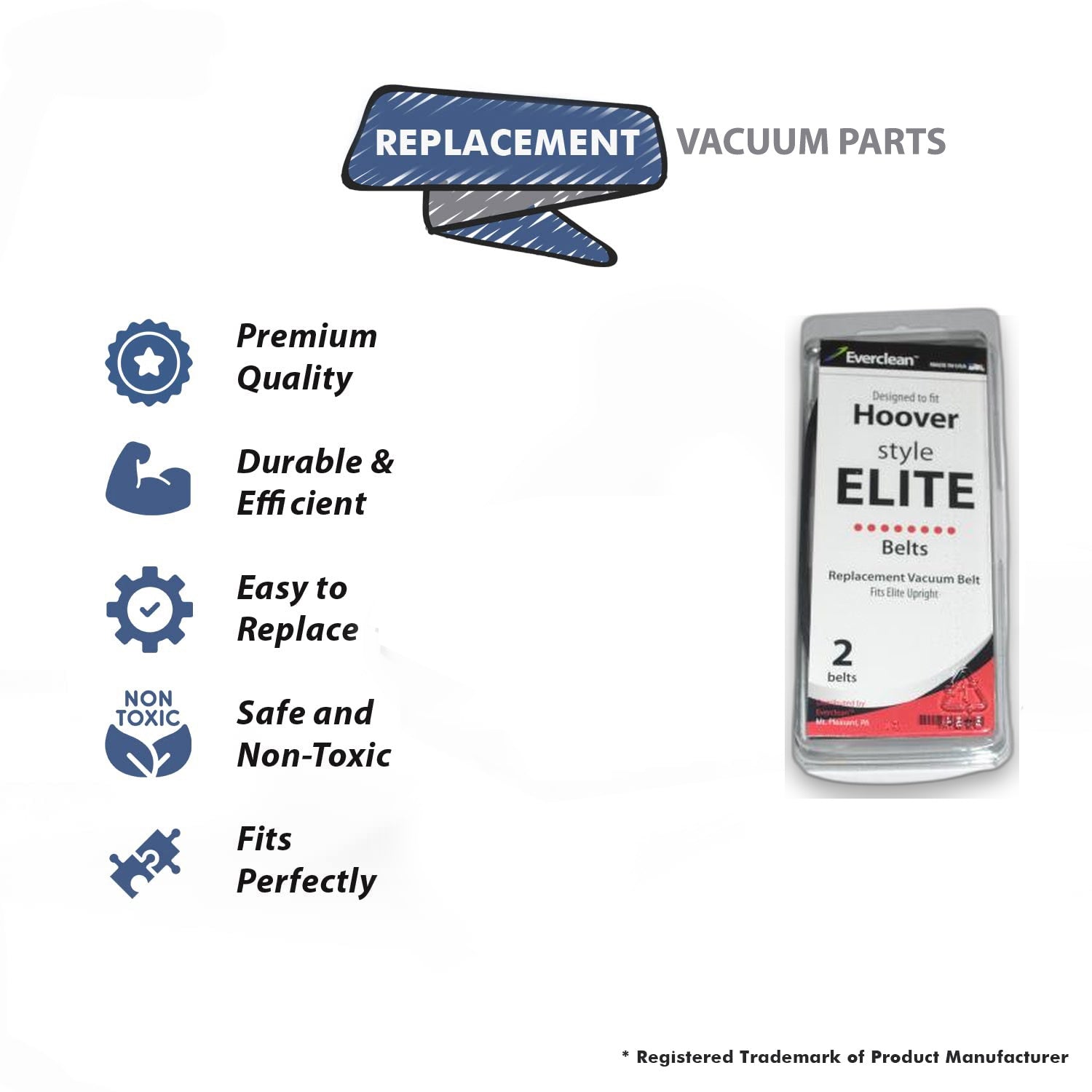 Topvacuumparts Replacement Part For Hoover Elite Upright Vacuum Cleaner 2Pk Flat Belt # compare to part 38-3125-00