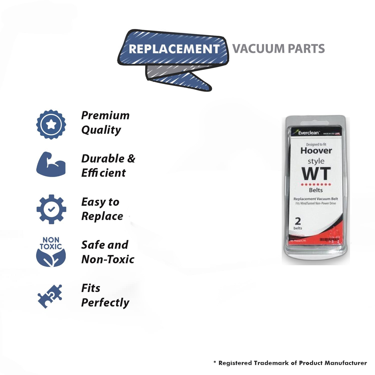 Topvacuumparts Replacement Part For Hoover Windtunnel Upright Vacuum Cleaner Belt 2PK # compare to part 38-3132-01