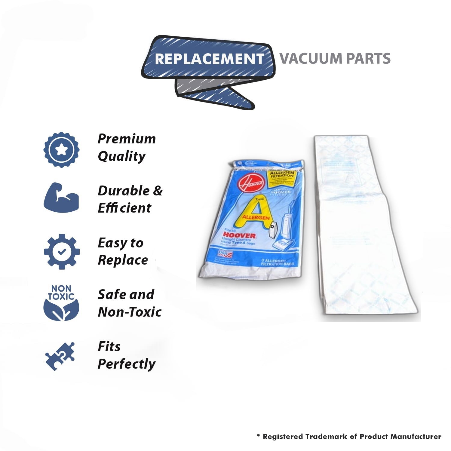 Topvacuumparts Replacement Part For Hoover Vacuum Cleaner Type A Paper Bags 3PK # Compare To Part 4010100A