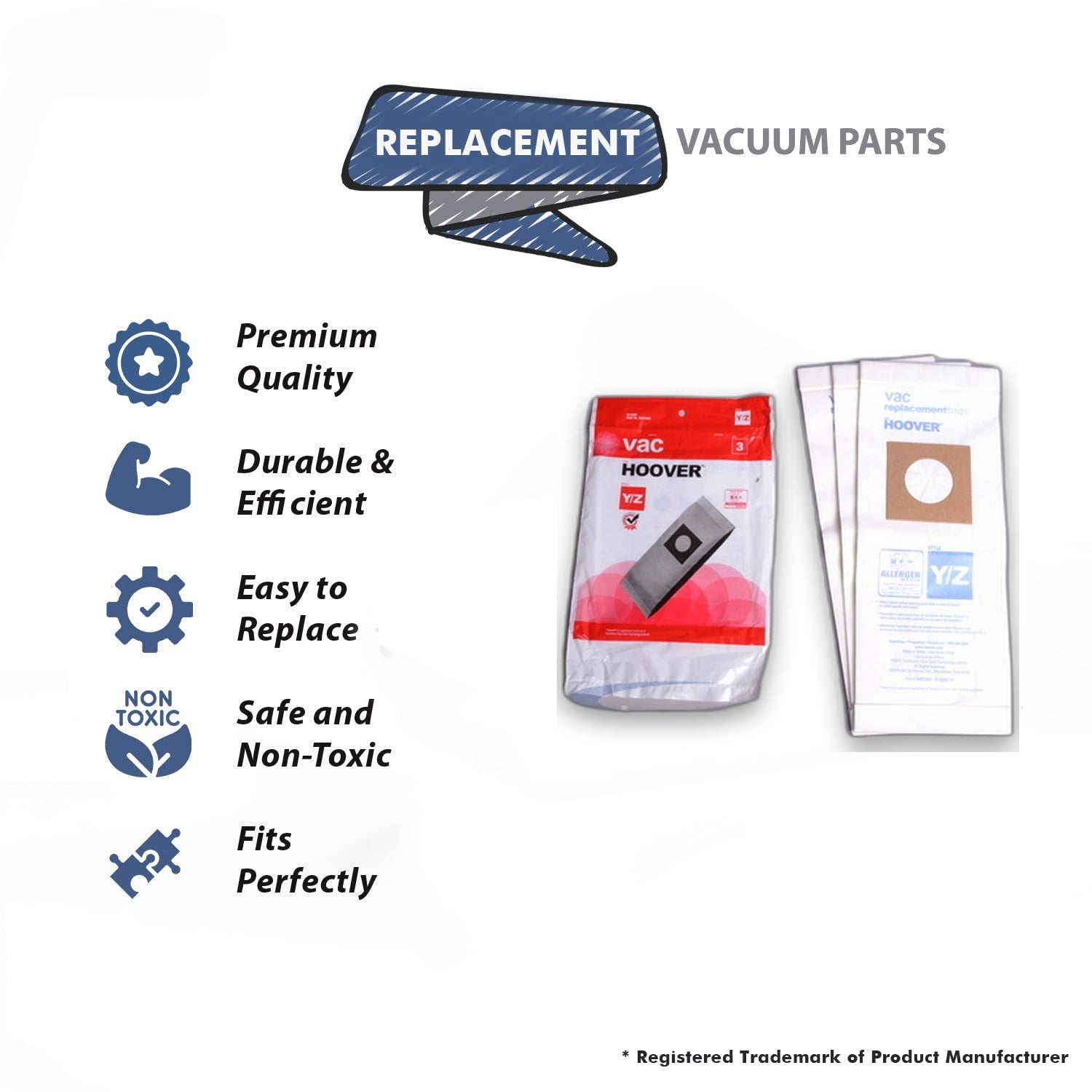 Topvacuumparts Replacement Part For Hoover Vacuum Bags Type Y & Z Works with Windtunnel Upright Models (9 Bags) # compare to part AA10002