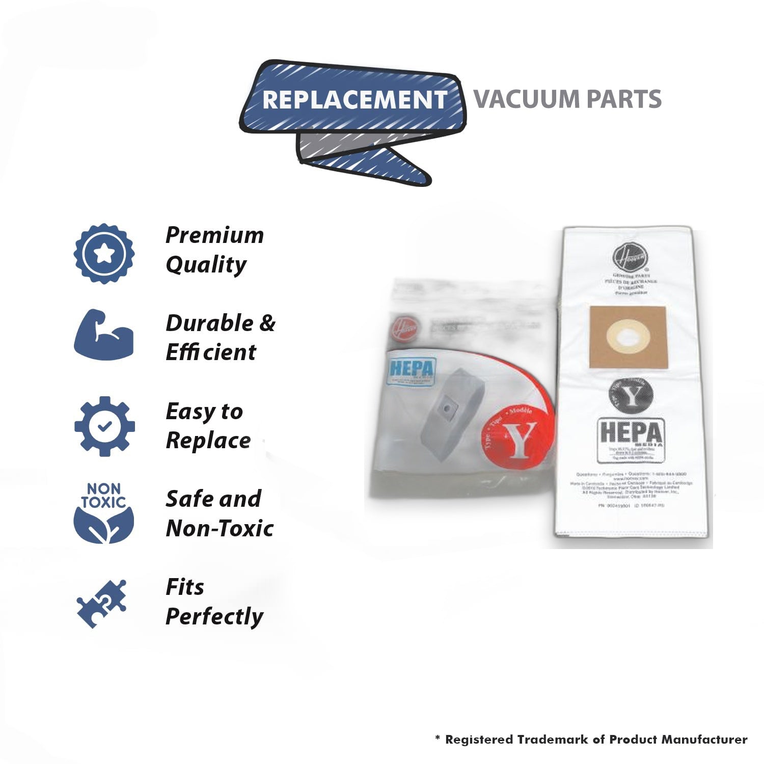 Topvacuumparts Replacement Part For Hoover T2 Series UH30600, U6485900 Windtunnel Pleated Vacuum 2 Hepa Paper Bags # Compare to Part AH10040