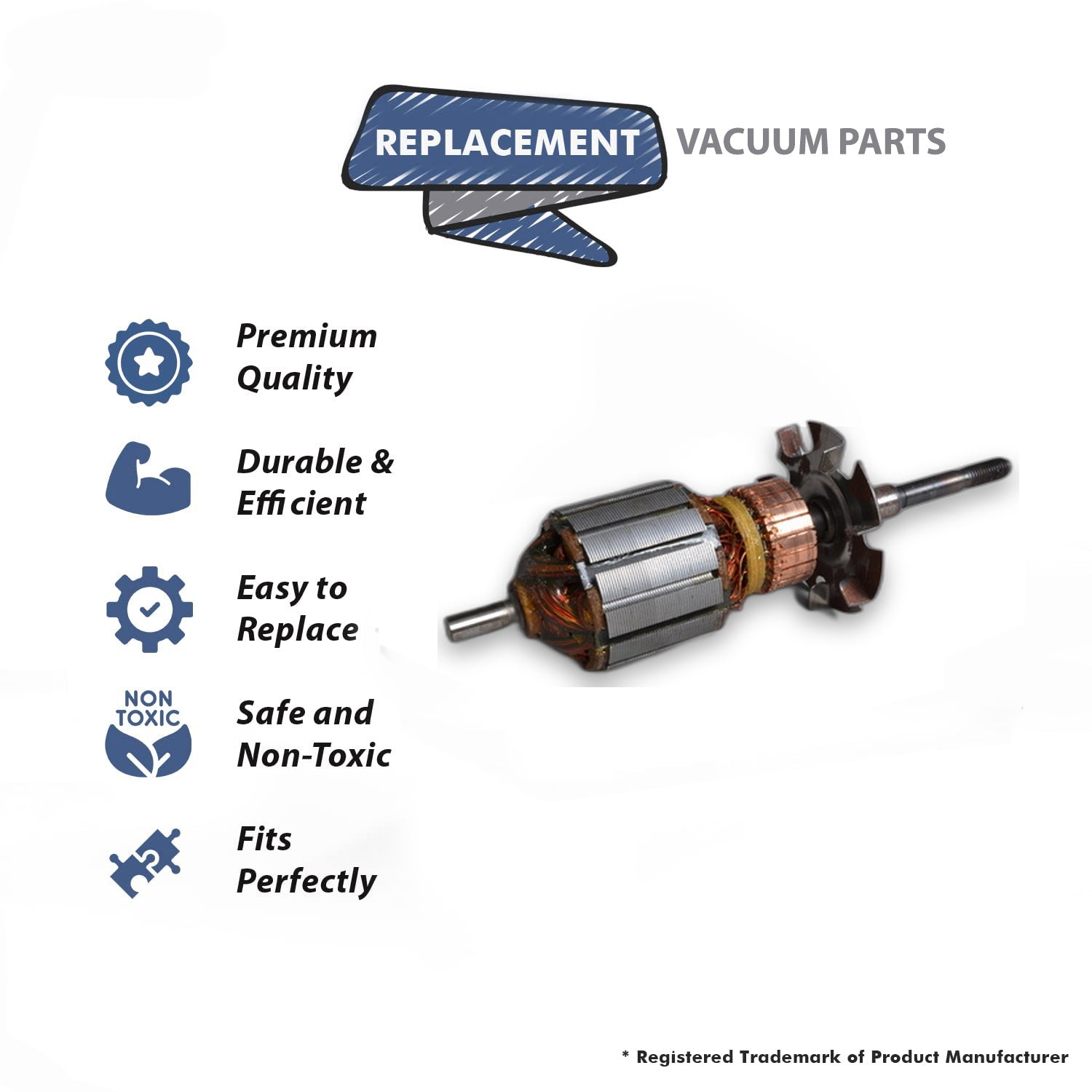 Topvacuumparts Replacement Part For Hoover 1025, 1330 Upright Vacuum Cleaner Motor Armature # compare to part 622673