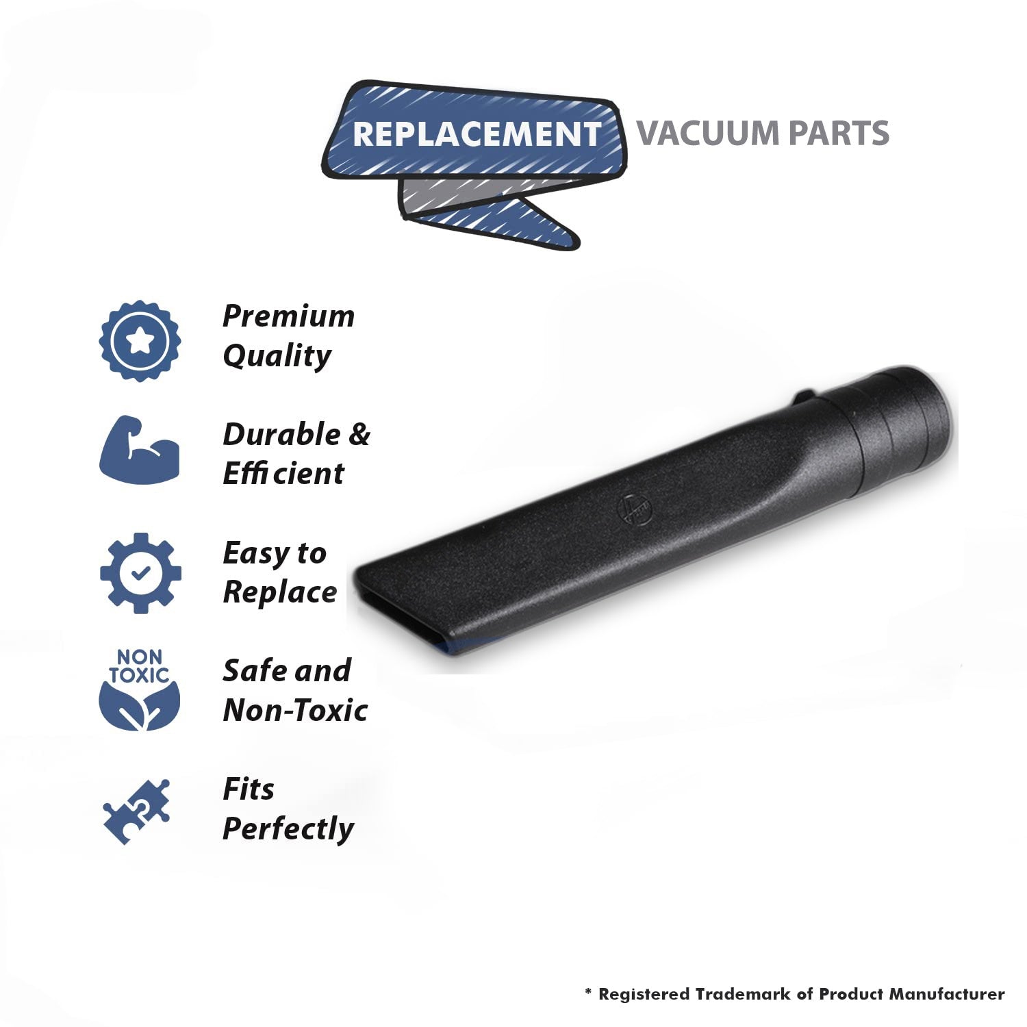 Topvacuumparts Replacement Part For Hoover 8.5 Black Crevice Tool with Locking Pin 2Pk # compare to part 40-1805-65