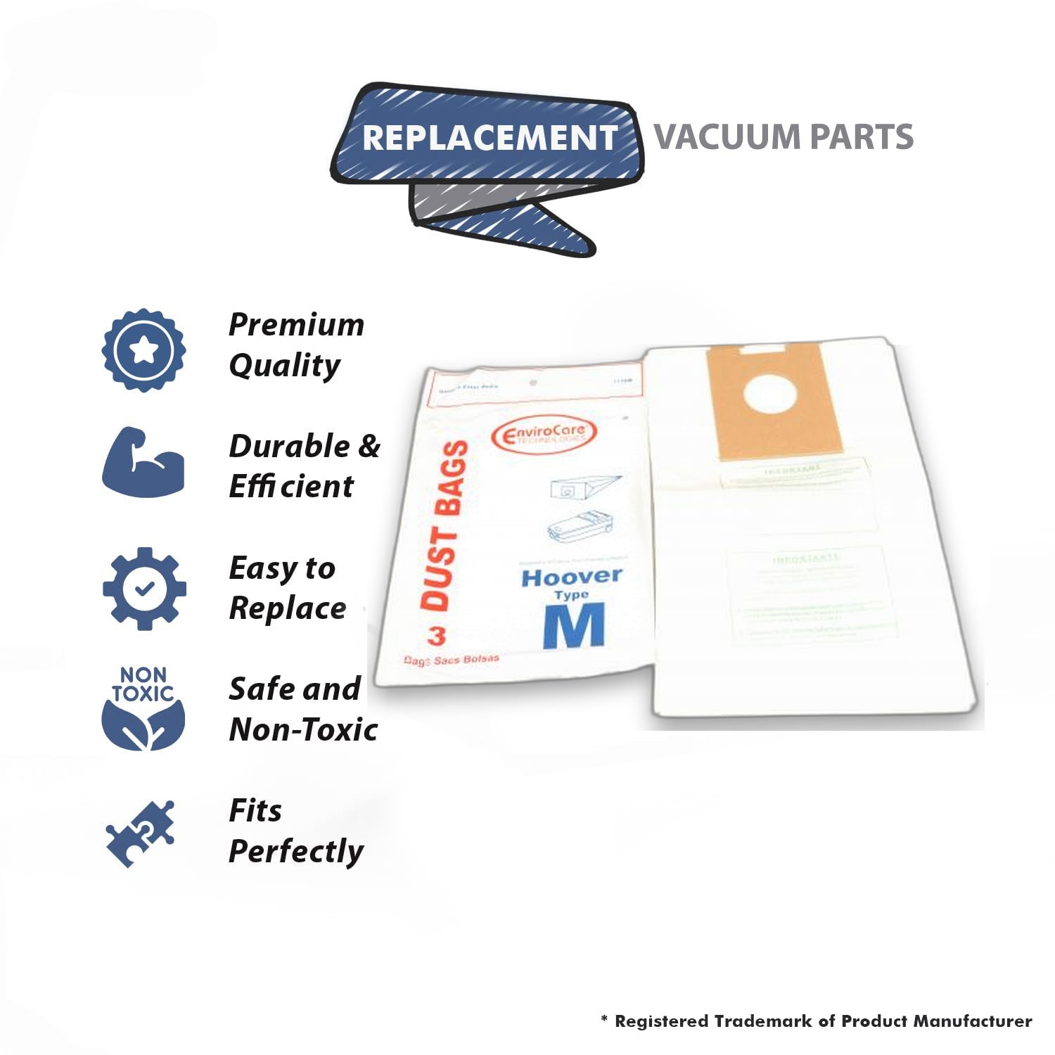 Topvacuumparts Replacement Type M Bags for Hoover Dimension Canisters. Fits S3273, S3275, S3471, S3623 & more. Replaces 4010037M. Durable 1-pack replacement.#113SW