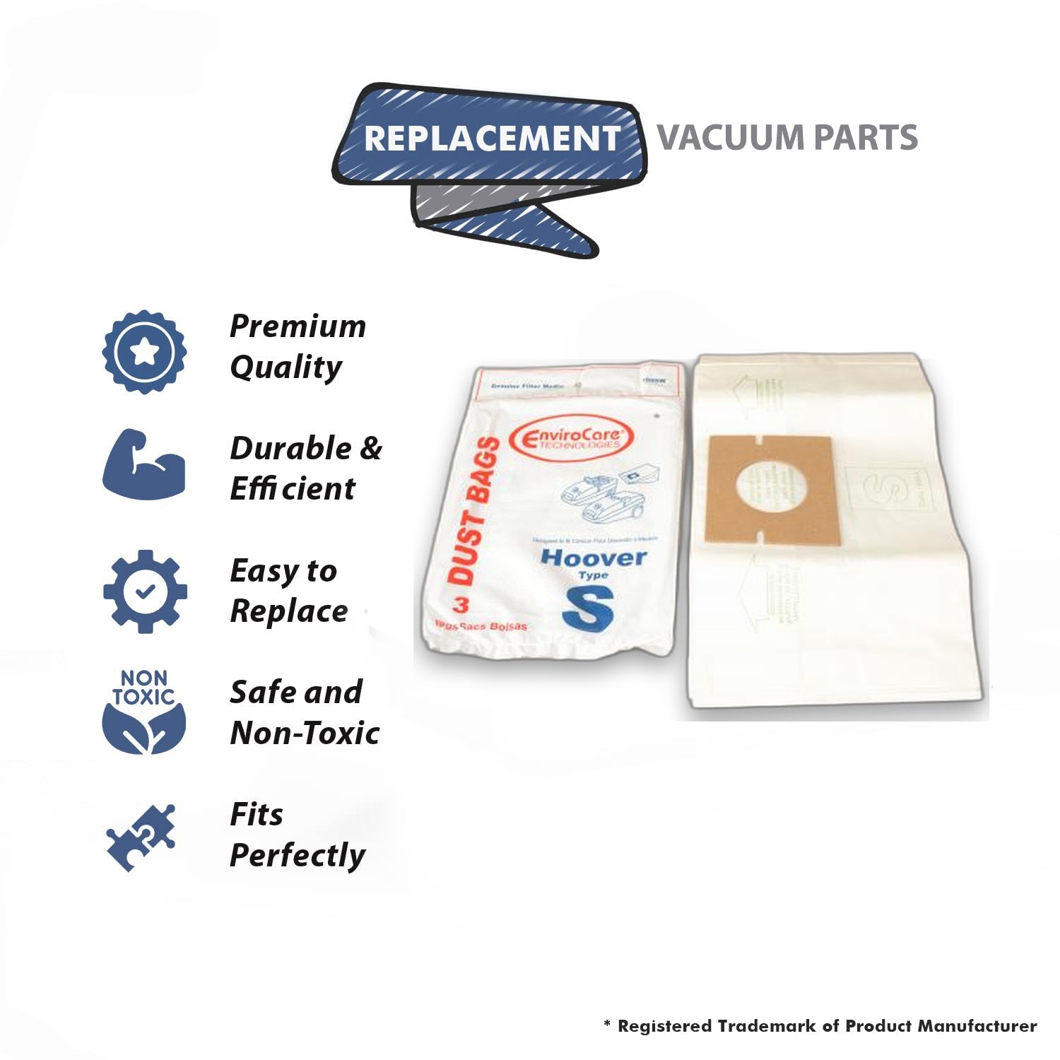 Topvacuumparts Replacement Part For Hoover Vacuum Cleaner S-Type 3Pk Paper Bags # compare to part H-4010064S