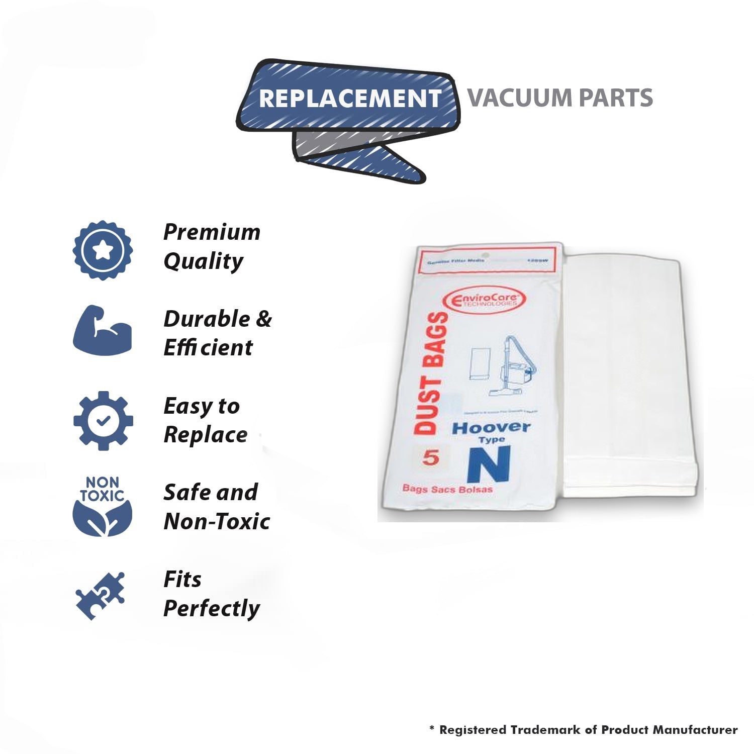 Topvacuumparts Replacement Part For Hoover Canister Vacuum Cleaner Portapower 5pk Paper Bag # compare to part 128SW