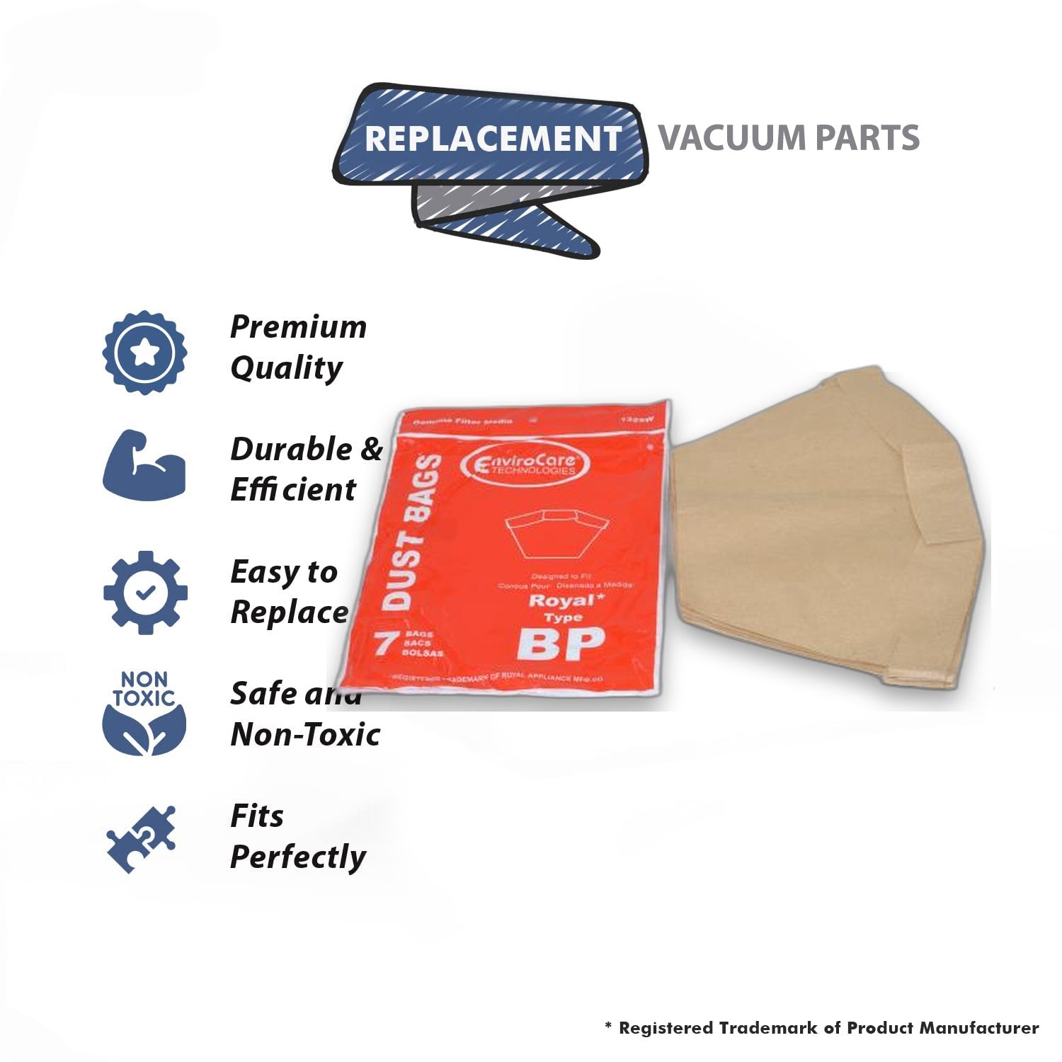 Topvacuumparts Replacement Part For Hoover Paper Bags for Royal Backpack Model RY-4001, MRY4001, C2401 and C2401-010 (28 Bags) 4-Pack # 401000BP