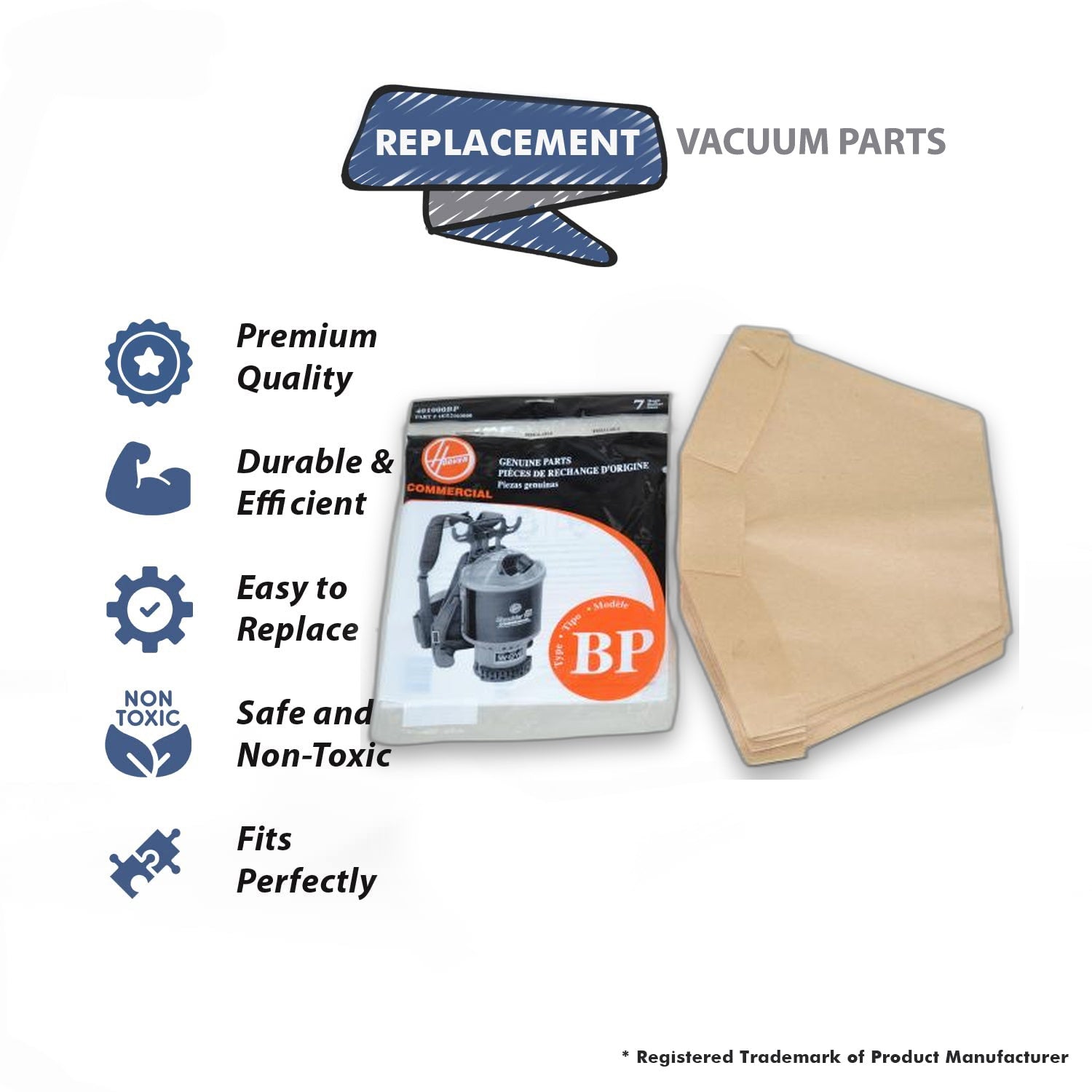 Topvacuumparts Replacement Part For Hoover Shoulder Vac and Back Pack Type Bp Paper Bags Bags (35Pk) # compare to part 401000BP