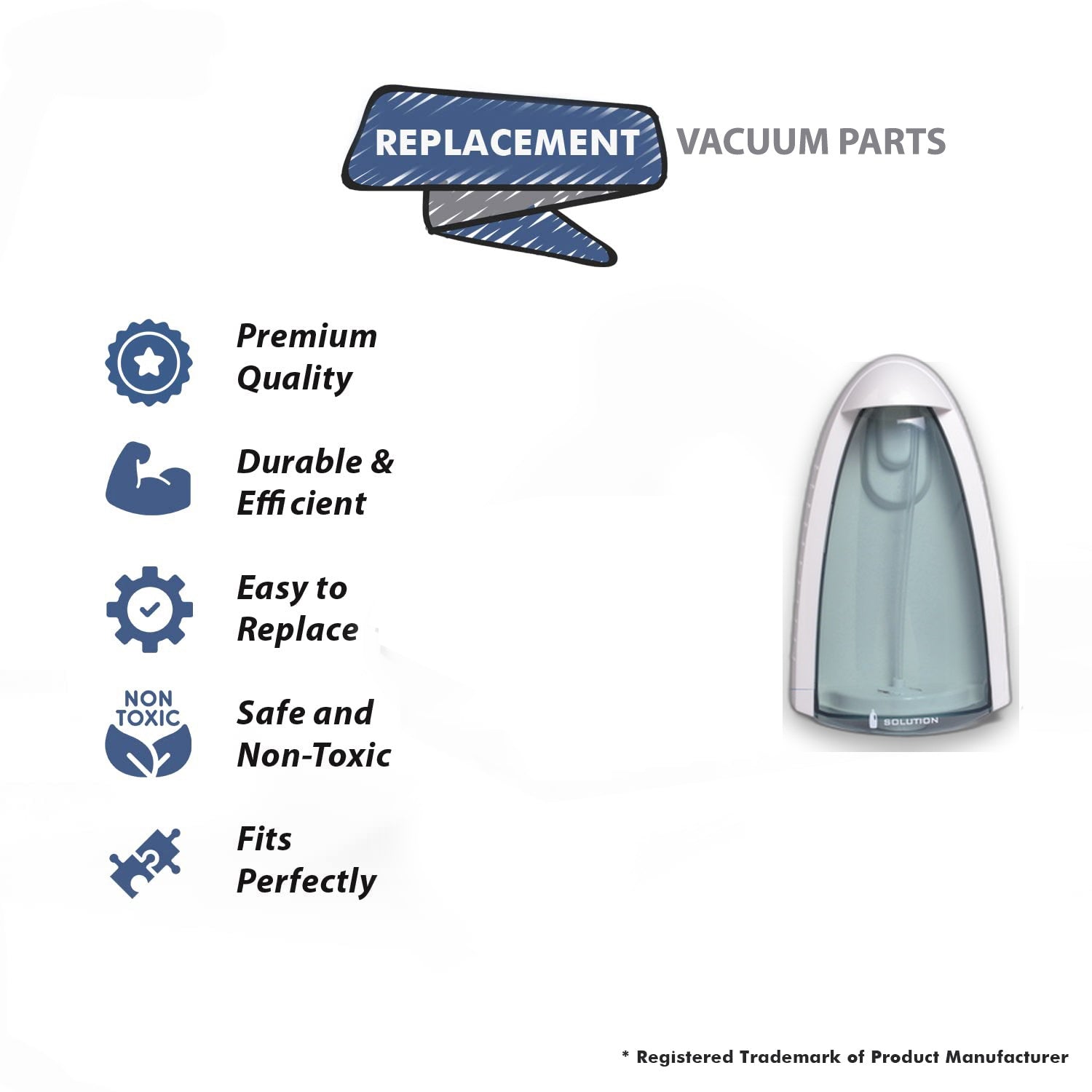Topvacuumparts Replacement Part For Hoover WH20200 Vacuum Cleaner Solution Tank Assembly With Cap Part # compare to part 440001701