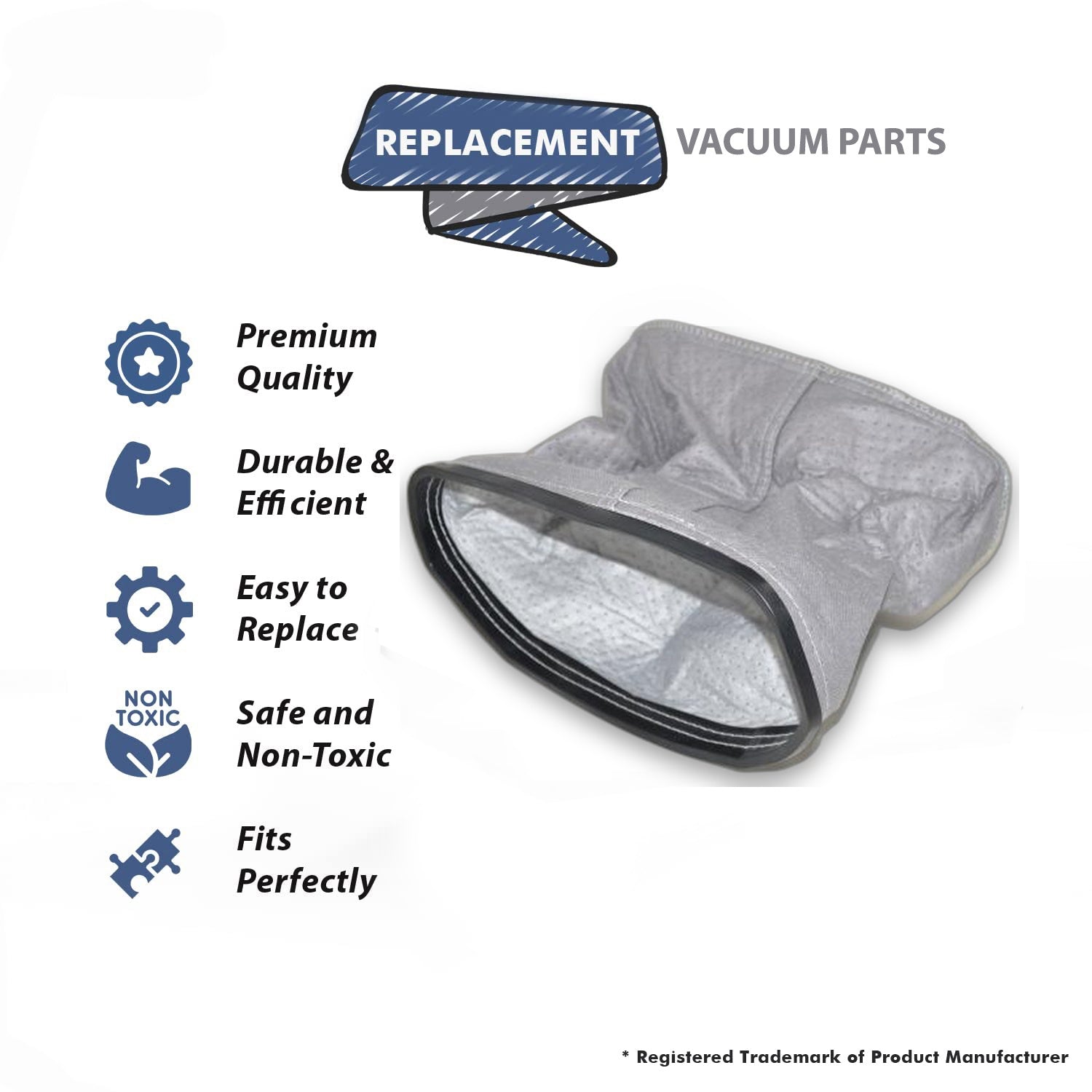 Topvacuumparts Replacement Part For Vacuum Cleaner 6 Quart Cloth Bag Fits CH34006, CH93406 Models # compare to part 440009078