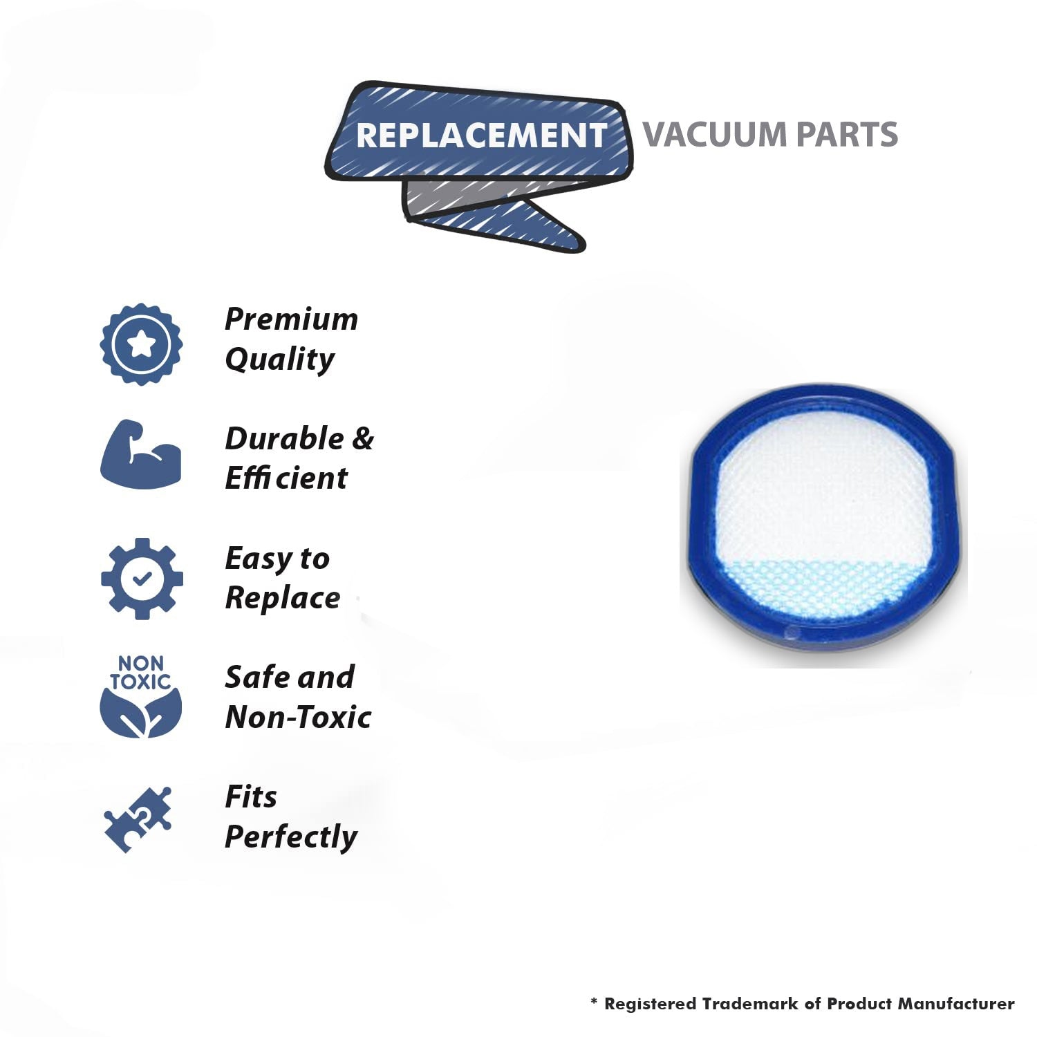 Topvacuumparts Replacement Part For Hoover BH53210 Vacuum Cleaner Broom Filter 1PK # Compare To Part 440011434