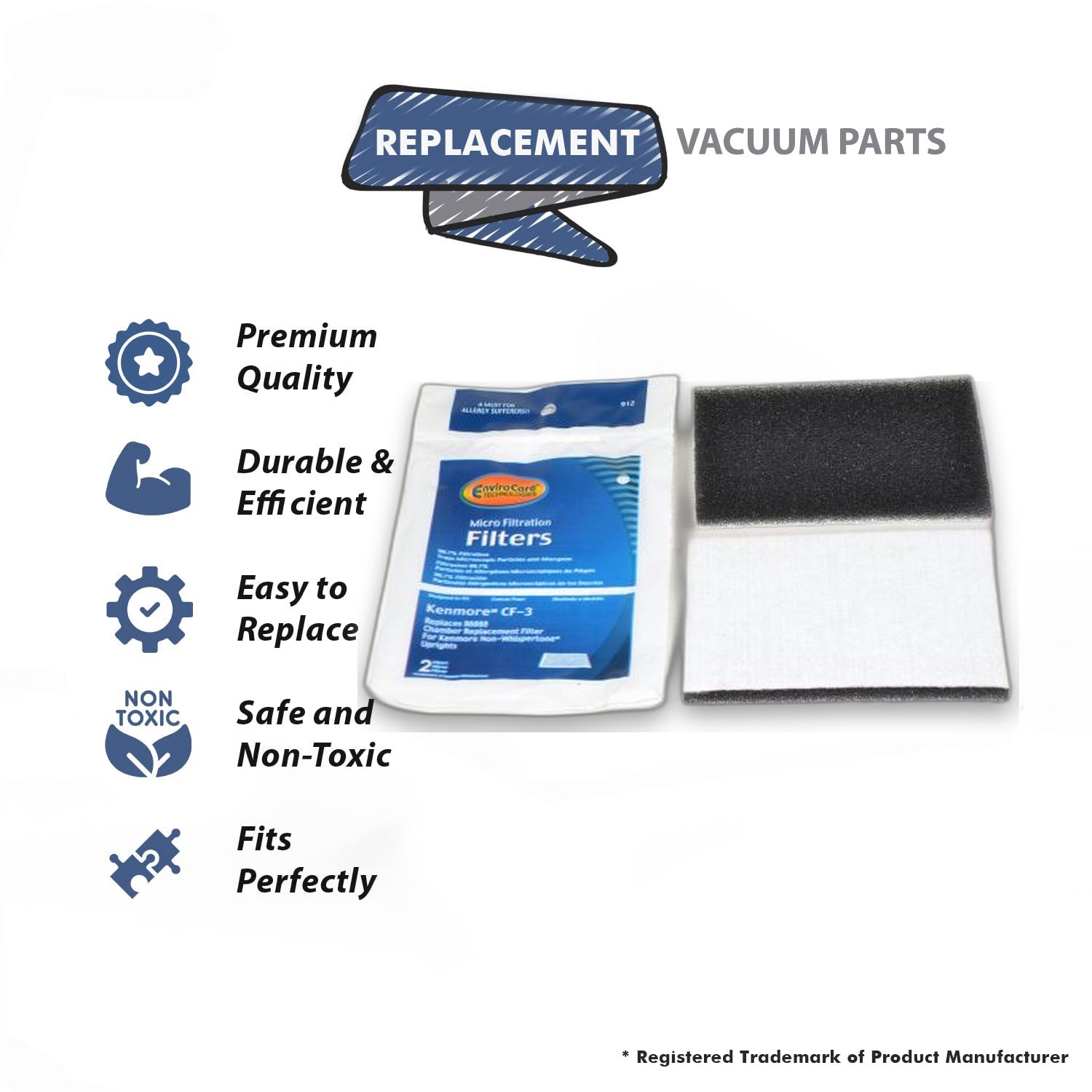 Topvacuumparts Replacement Part For Kenmore CF-3 Upright Vacuum Cleaner Foam Filter # 912