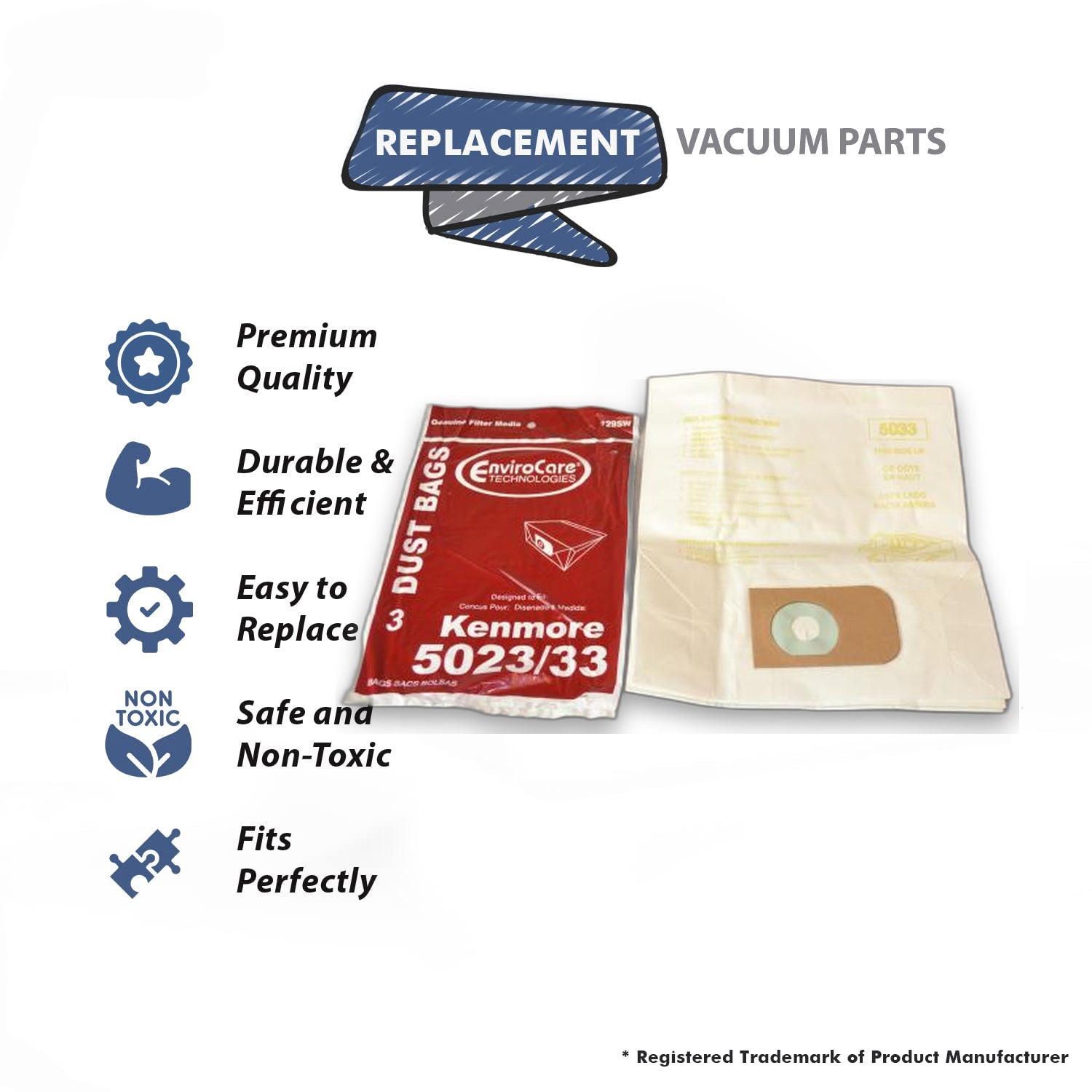 Topvacuumparts 3 Sears Kenmore 5023 5033 Type E 02050006000 609196 Canister Vacuum Cleaner Bags #129SW