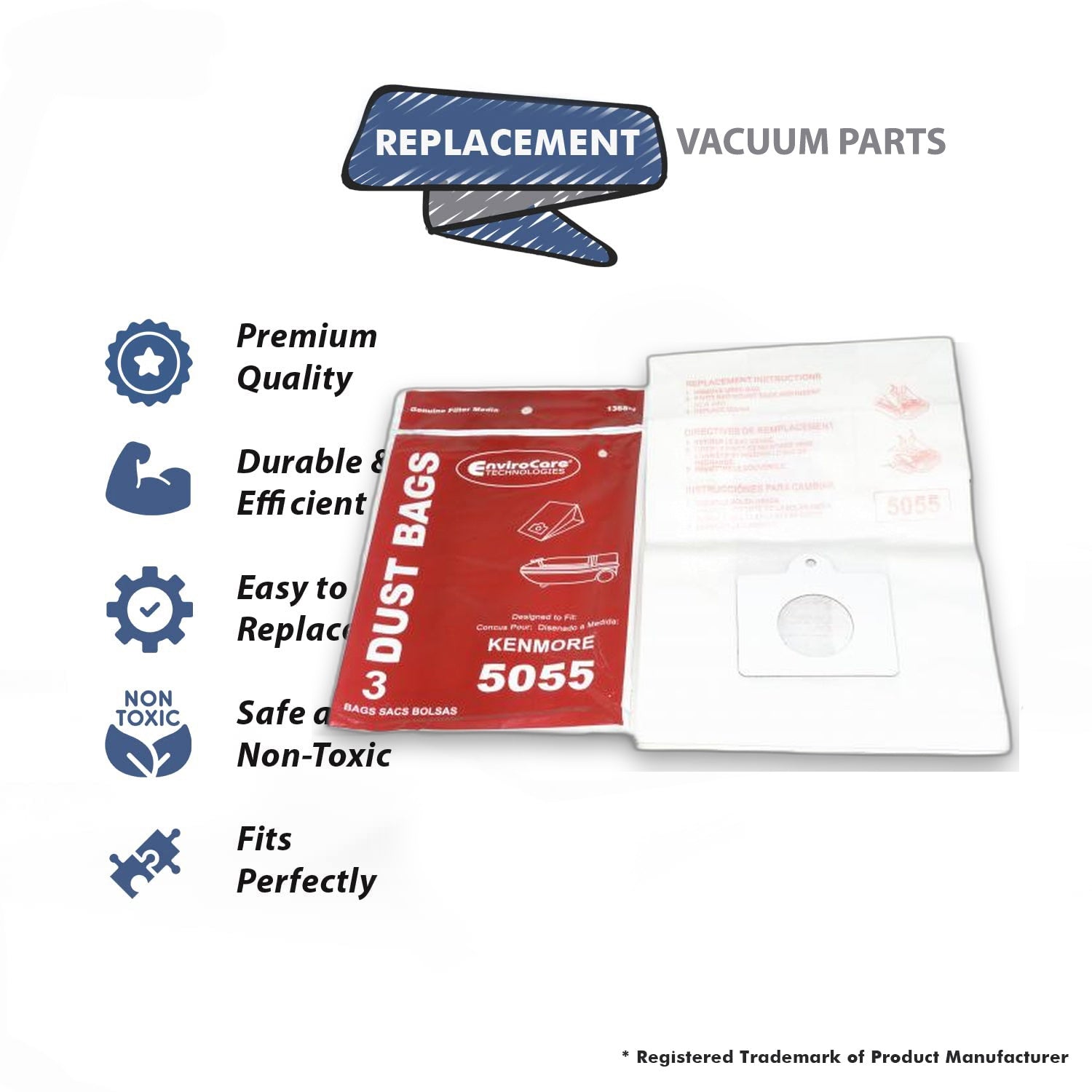 Topvacuumparts Replacement Part For Kenmore 5055 canister model C-5 vacuum cleaners Paper Bags (1PK=3 Bags) # 136SW