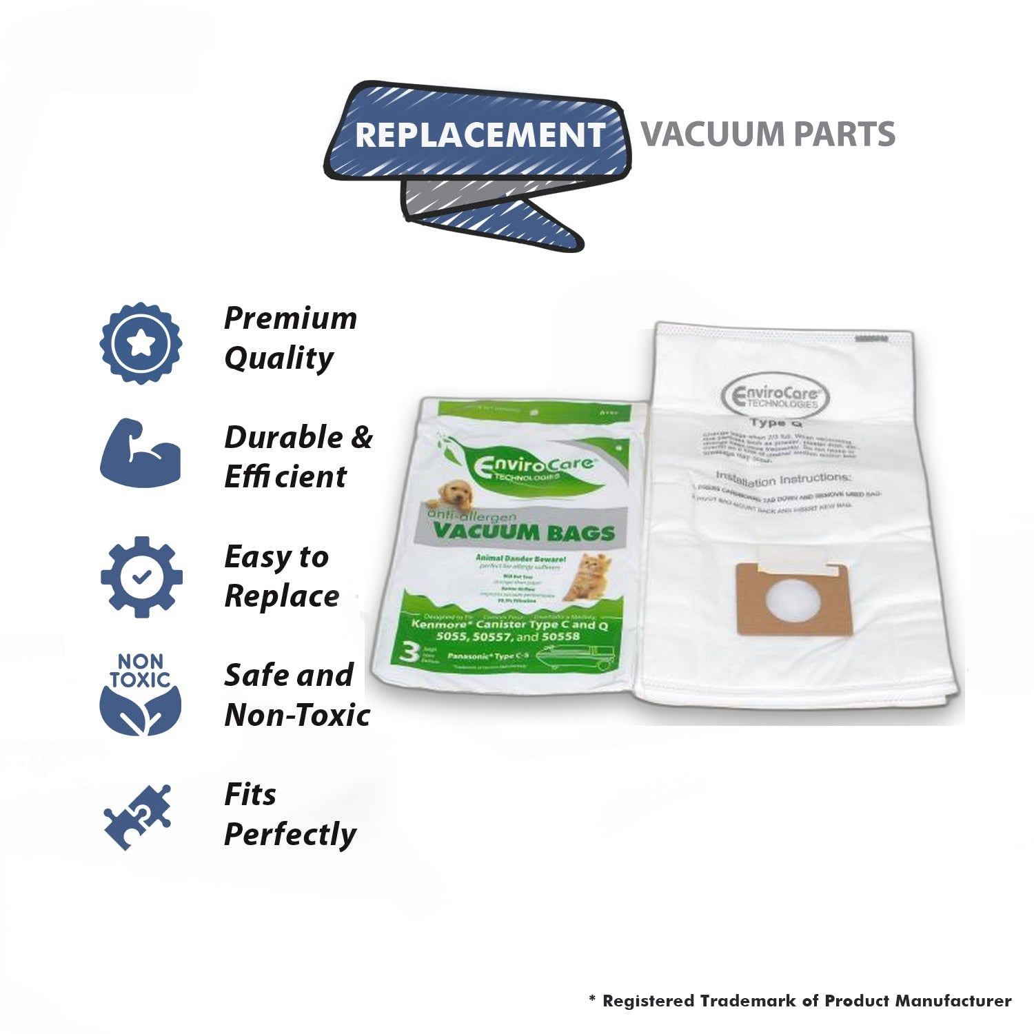 Topvacuumparts Replacement Part For Kenmore Vacuum Cleaner Anti Allergen Paper Bags 3PK # A137
