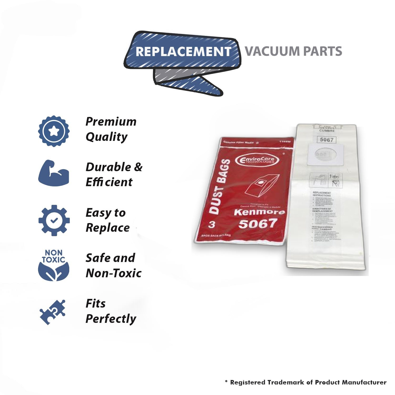 Topvacuumparts Replacement Part For Kenmore Type X, Upright Vacuum Cleaner Paper Bags 3PK # 116SW