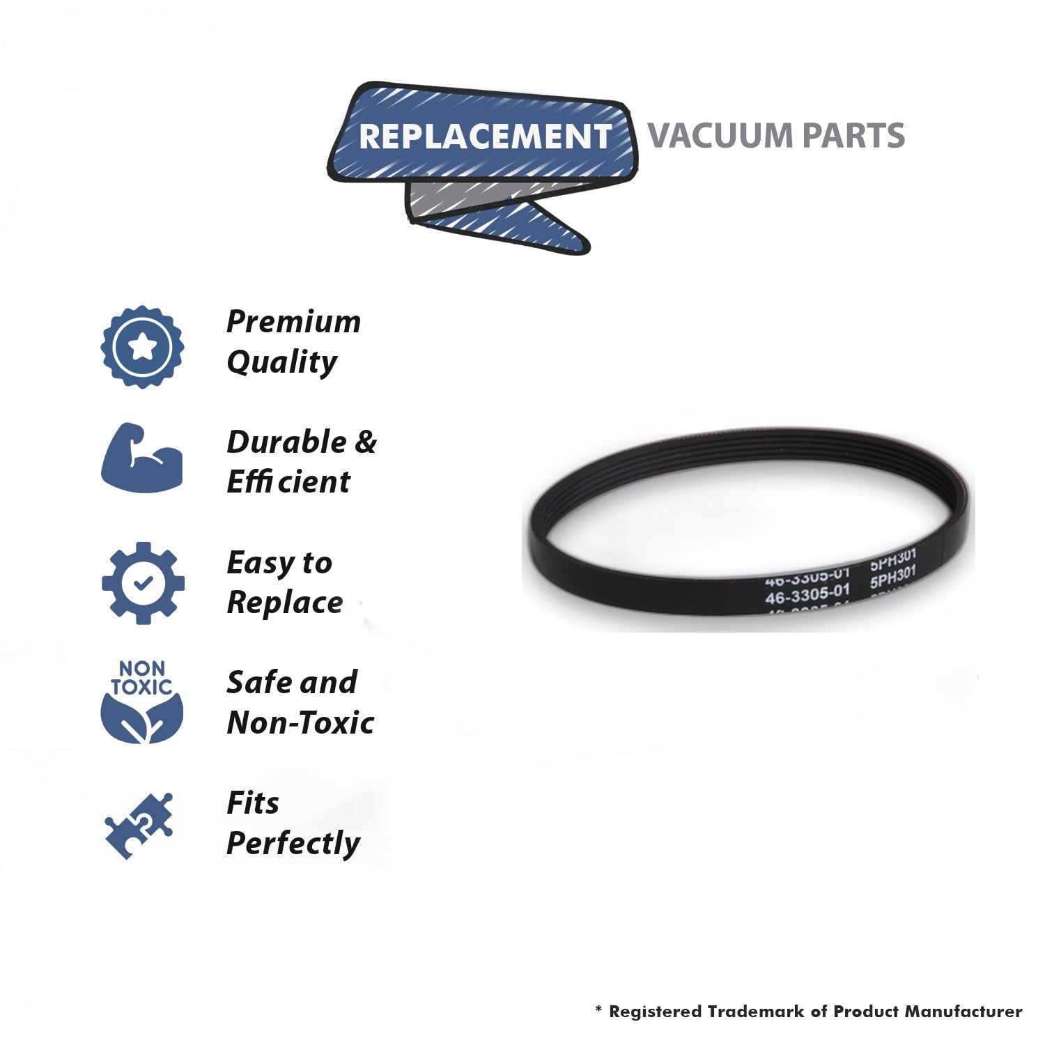 Topvacuumparts Replacement Kenmore 46-3305-01, Vacuum Belt Serpentine Style 20-5201, 3 1/2