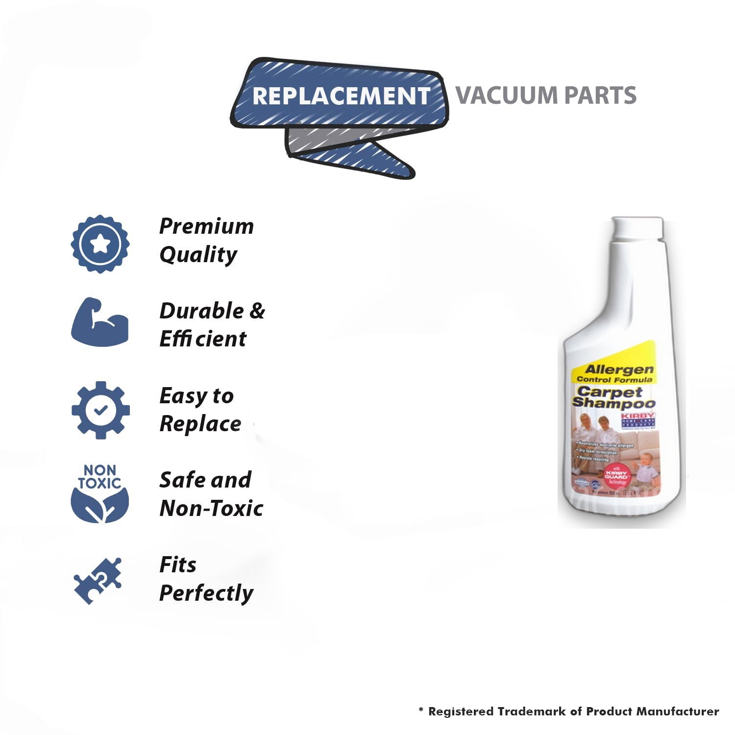 Topvacuumparts Replacement Part For Kirby Carpet Shampoo Bottle 12 oz # Compare to part 252615S