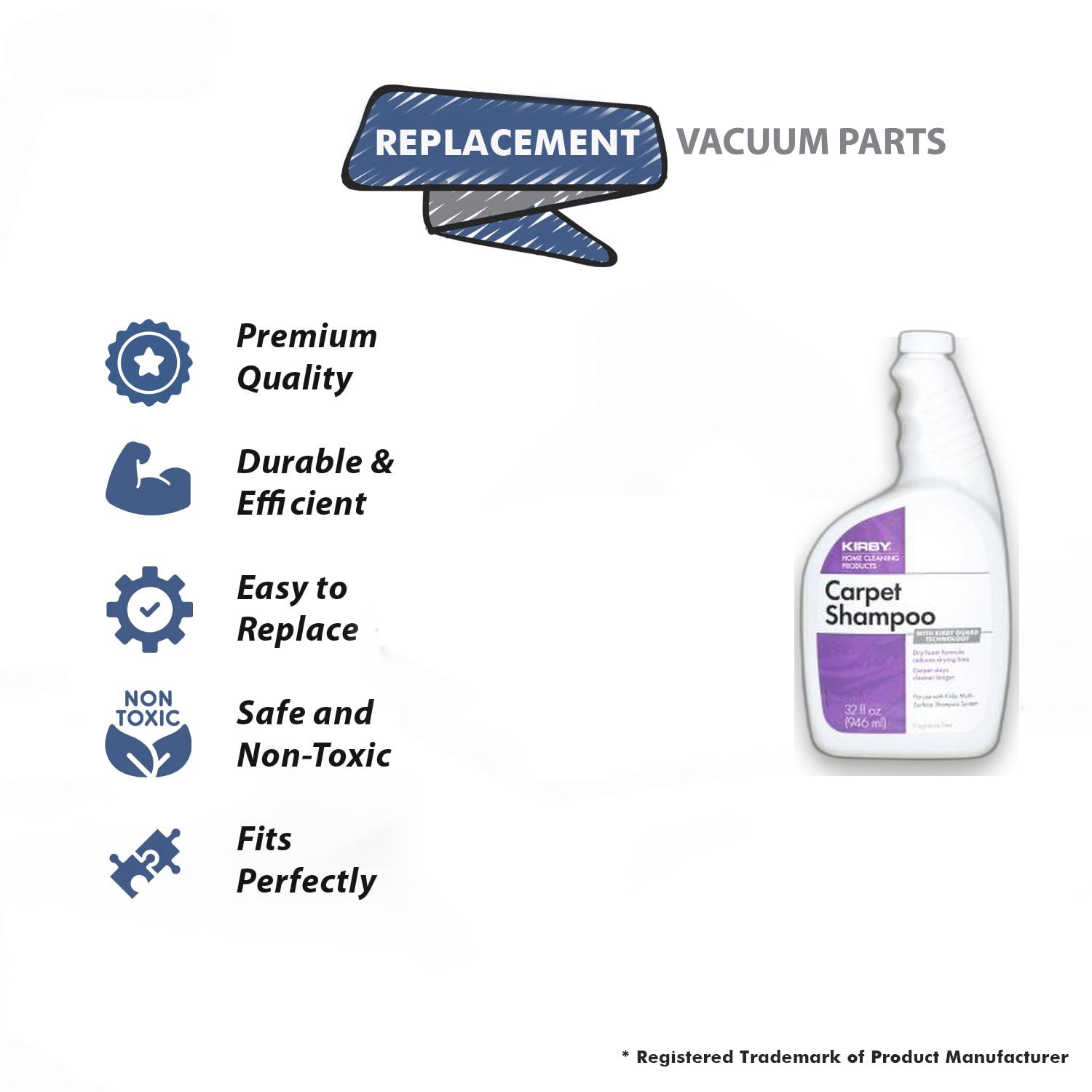 Topvacuumparts Replacement Part For Kirby Vacuum Cleaner 32 oz Carpet Shampoo # Compare To part 252703S