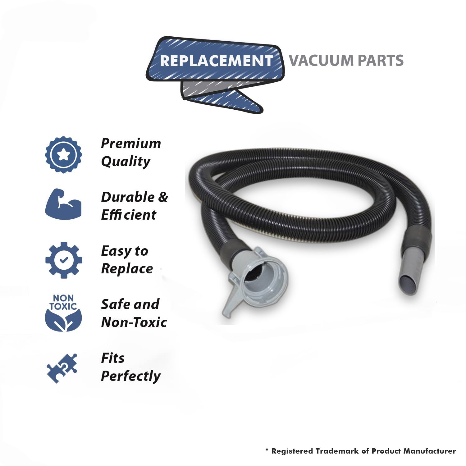 Topvacuumparts Replacement Part For Vacuum Cleaner Gray Attachment with Ends Dark Hose # compare to part 223602