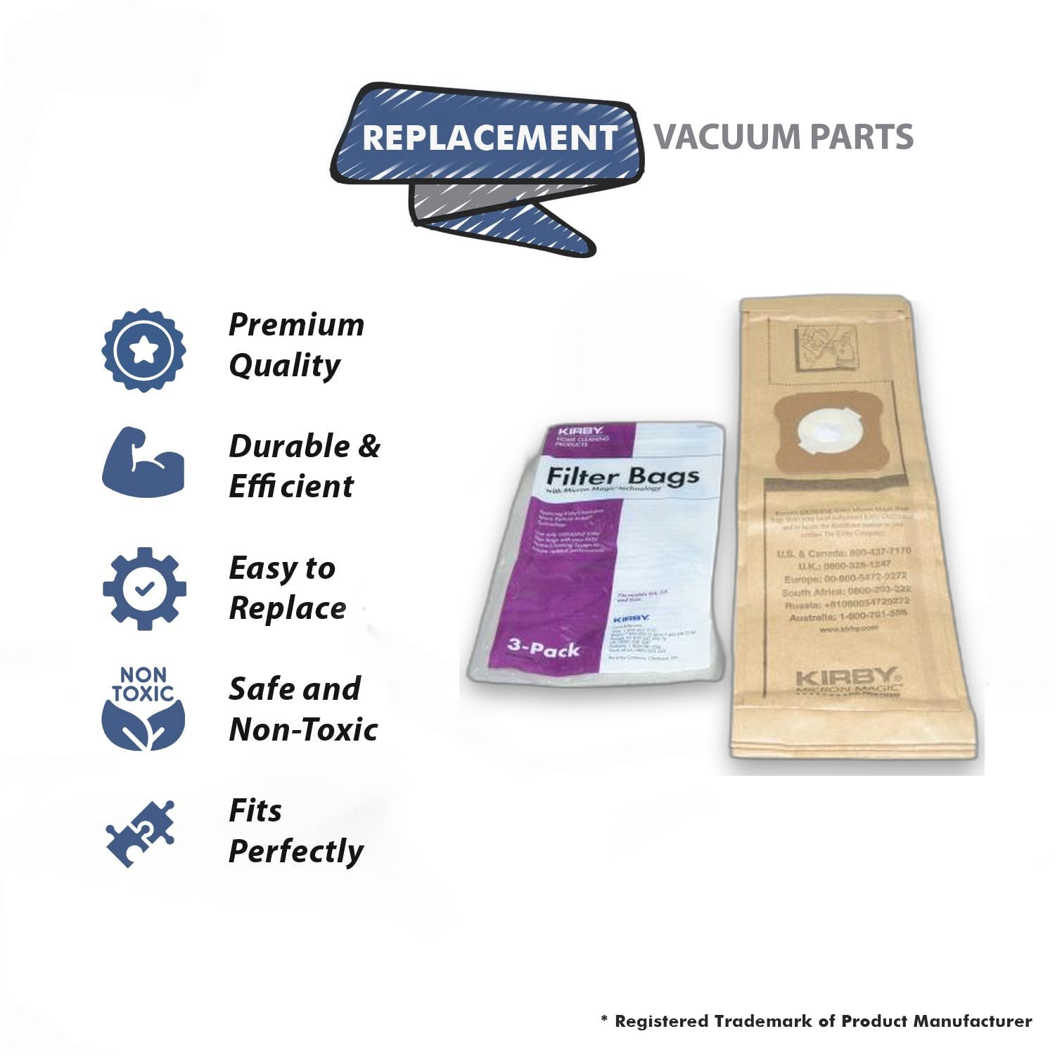 Topvacuumparts Replacement Part For Kirby Vacuum Cleaner Paper BagsKirby Upright Part # compare to part 197294S