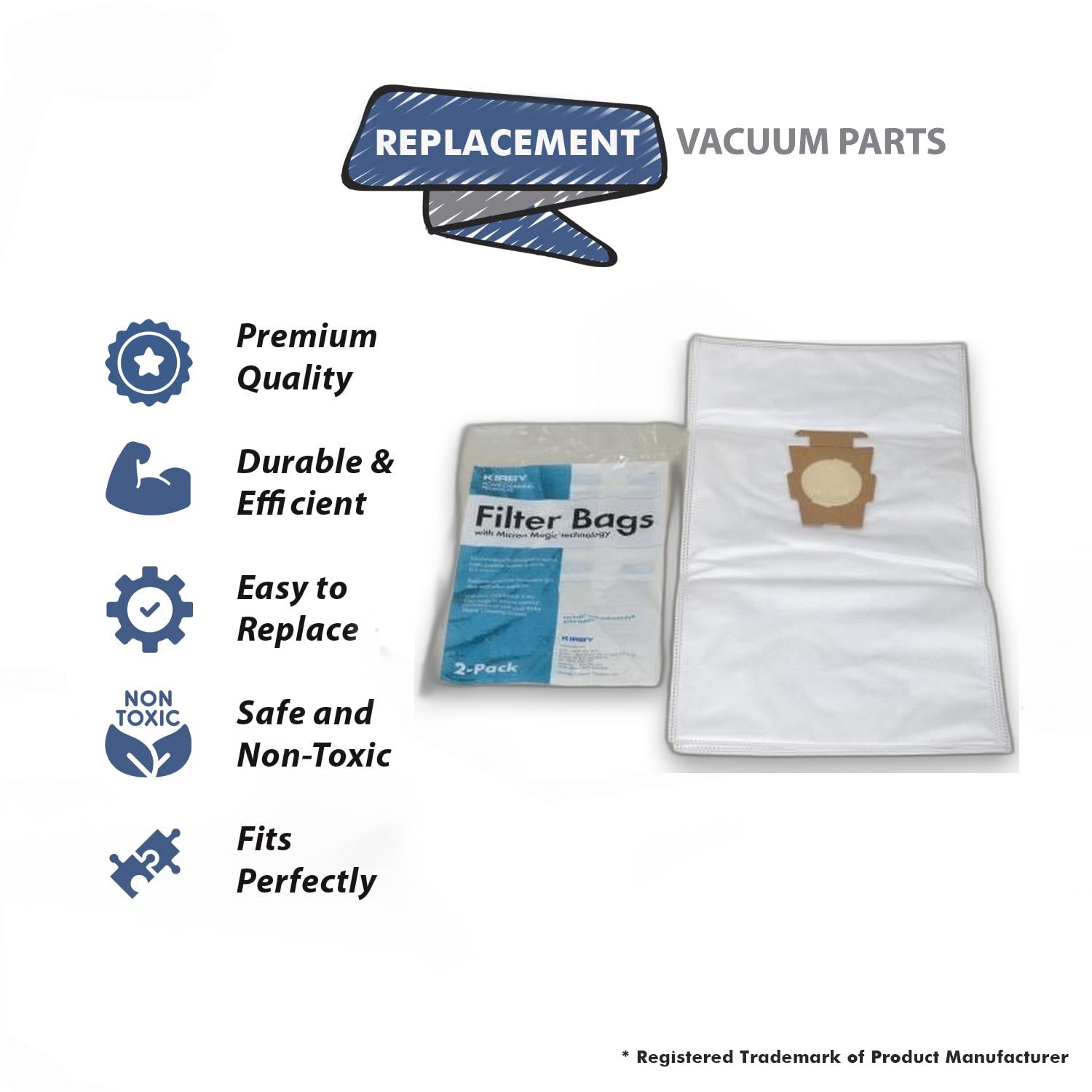 Topvacuumparts Replacement Part For Vacuum Cleaner 2 Paper Bags Kirby Upright Part # compare to part 205811A