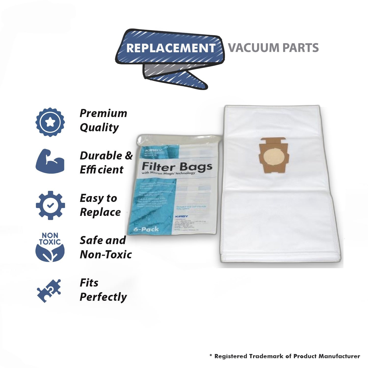 Topvacuumparts Replacement Part For Kirby Vacuum Cleaner 6 Paper BagsKirby Upright Part # compare to part 204811G