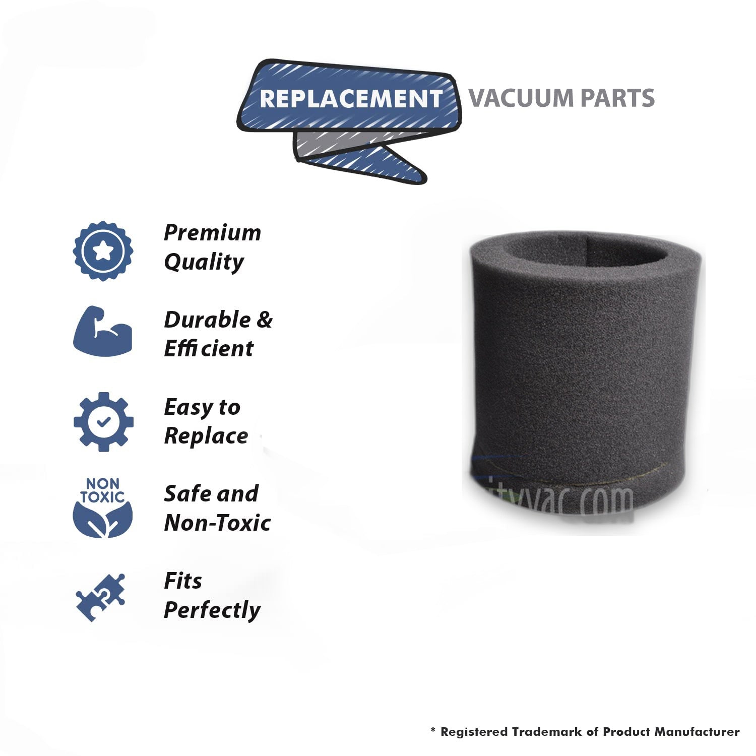 Topvacuumparts Replacement Part For Koblenz AL-1225 Wet/Dry Vacuum Cleaner Foam Filter # compare to part 12-0490-8