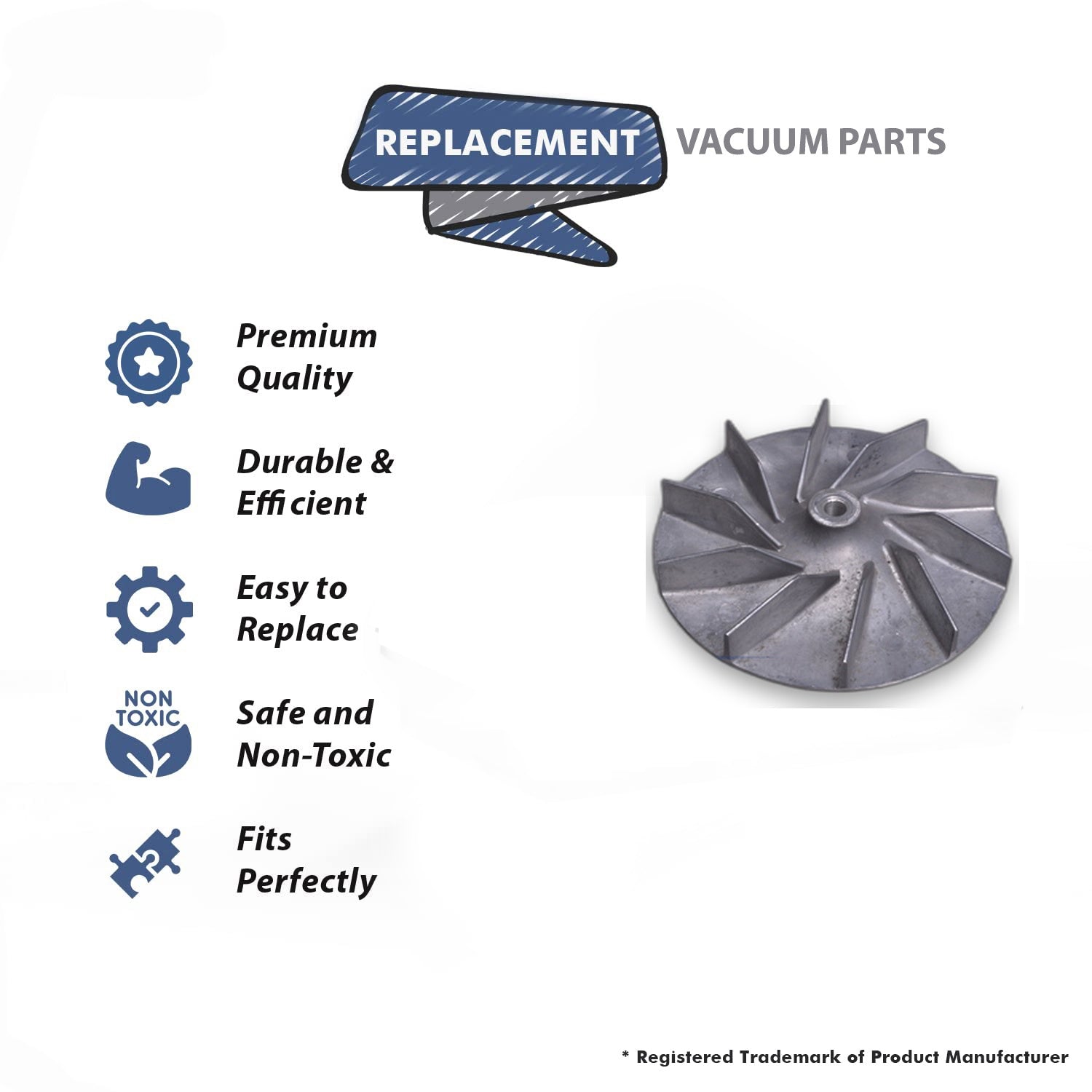 Topvacuumparts Replacement Part For Koblenz U310 Commercial Upright Vacuum Cleaner Metal Fan # compare to part 06-0574-01-9