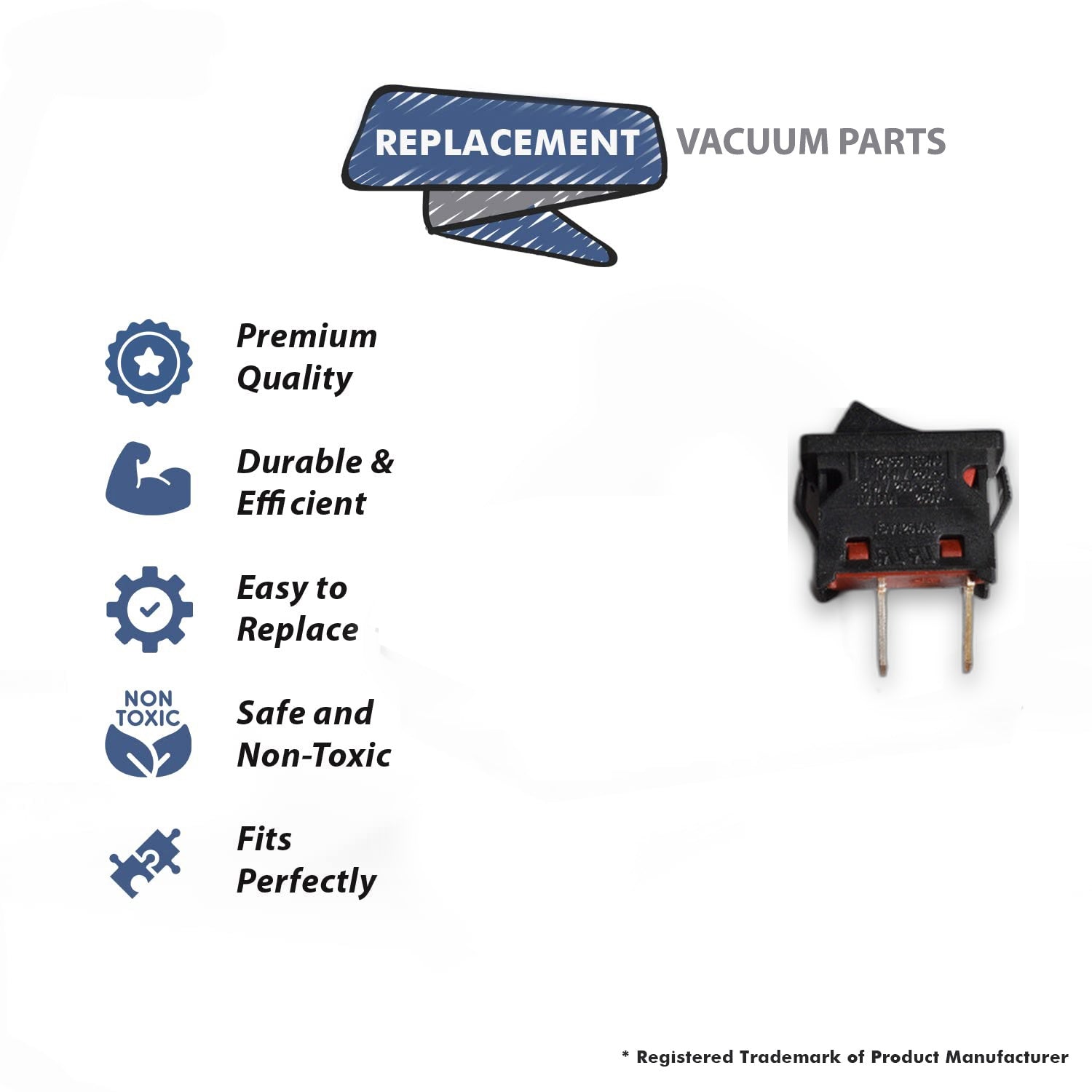 Topvacuumparts Replacement Part For Koblenz U310 Commercial Upright Vacuum Cleaner Rocker Switch # compare to part 11-0159-1
