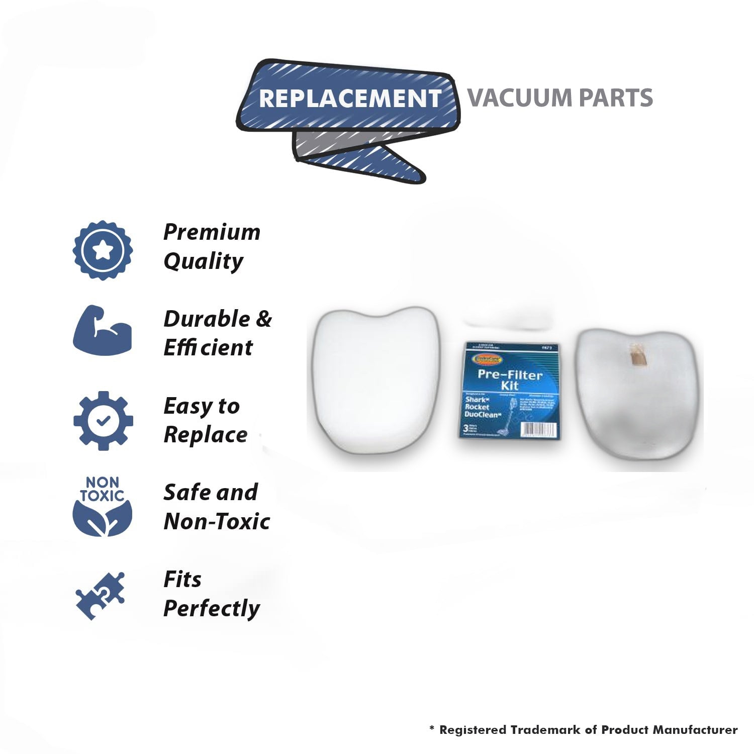 Topvacuumparts Replacement Part For Shark HV380 Vacuum Cleaner Filter Set # Compare To Part F673