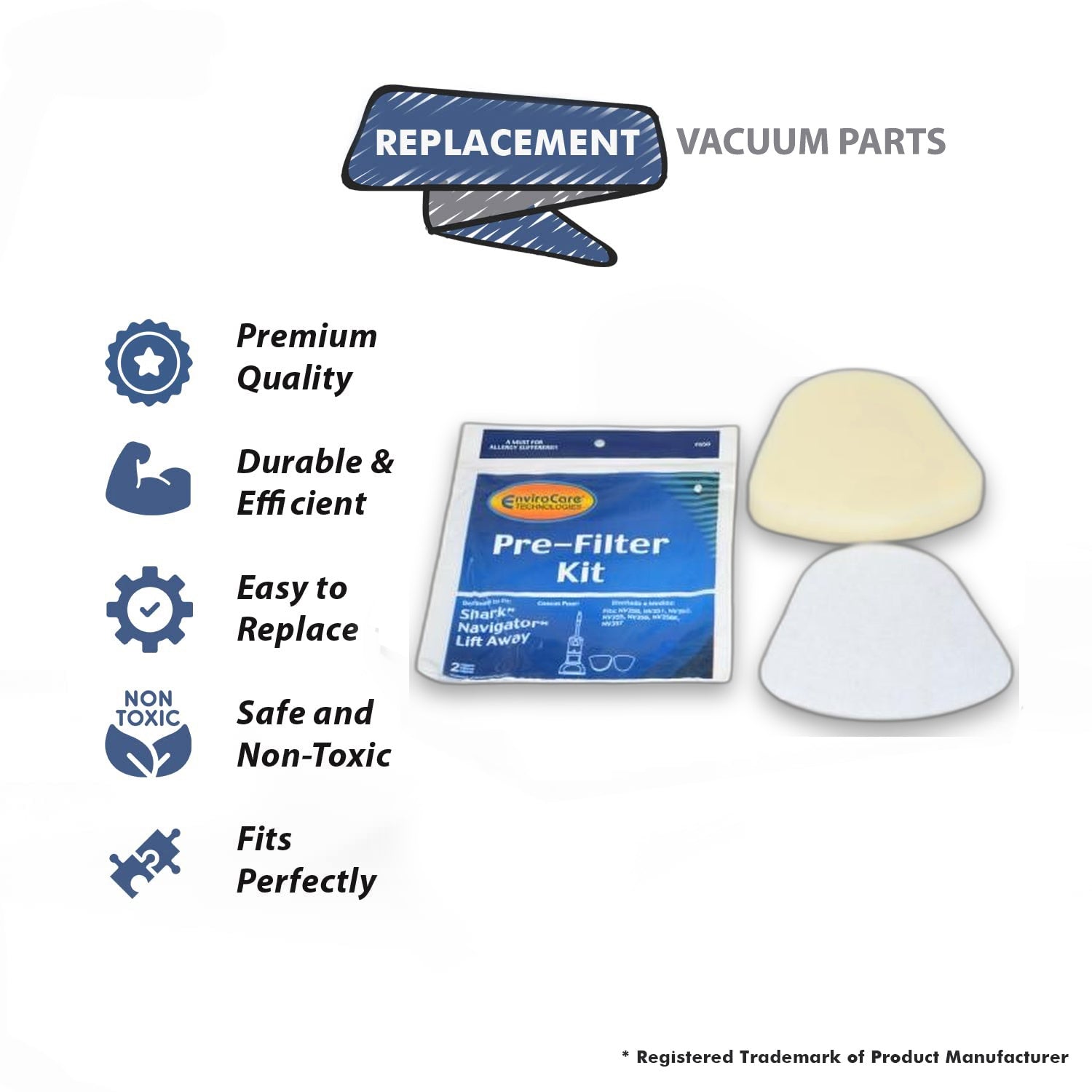 Topvacuumparts Replacement Part for Shark Vacuum Cleaner Foam Filter 2Pack # compare to part XFF350
