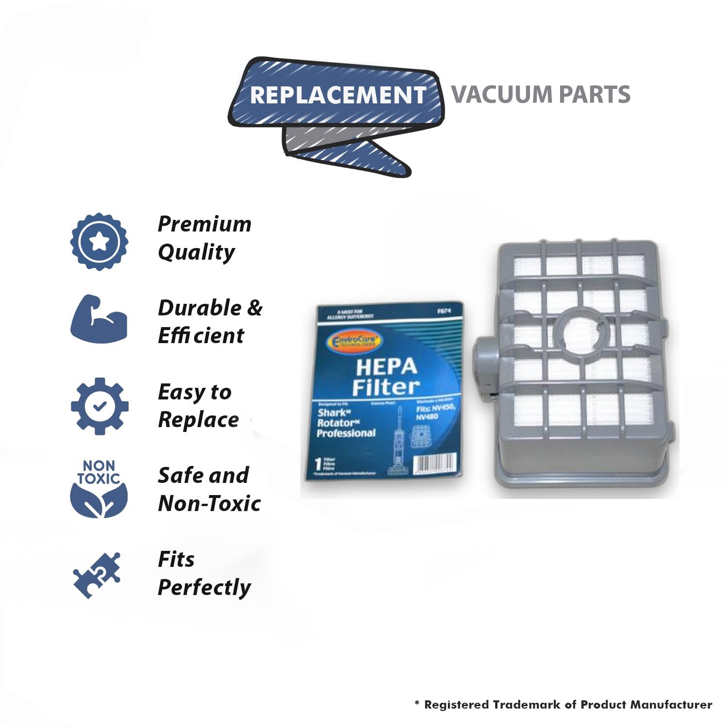 Topvacuumparts Replacement Part For Shark Rotator Professional Vacuum Cleaner Hepa Filter Fits NV450 Models # compare to part F674