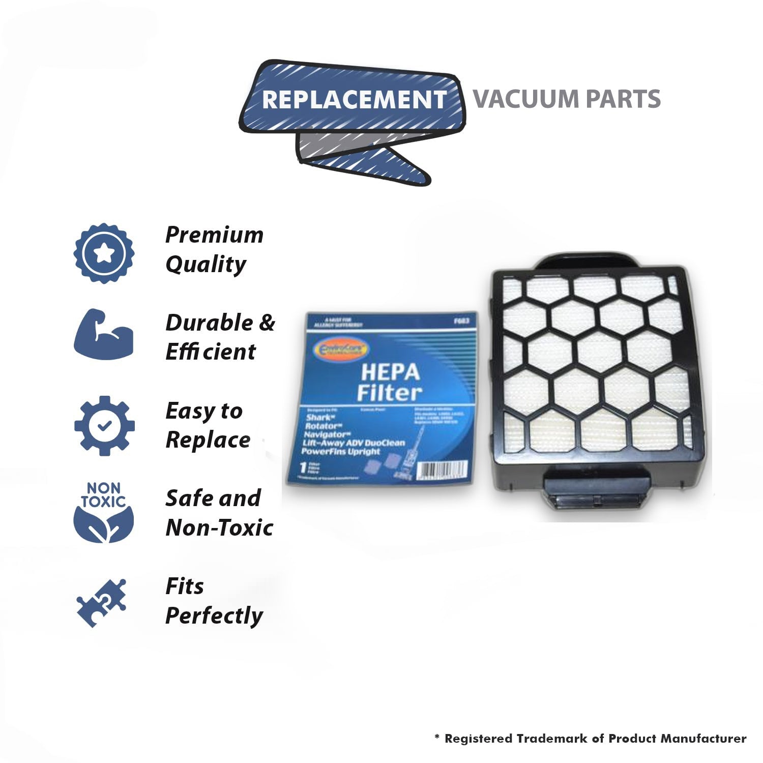 Topvacuumparts Replacement for Shark Navigator Advance Duoclean Vacuum LA455, LA502, LA322, XHFLA401 HEPA filter # Compare to Part XHF320