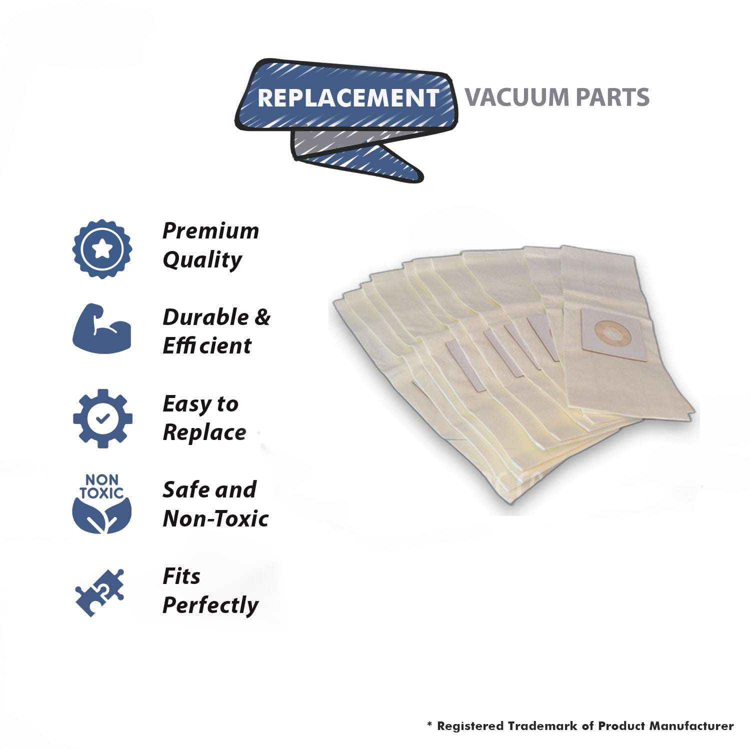 Topvacuumparts Replacement part for Windsor Wide Area Wave Vacuum Cleaner 10 Paper Bags # Compare to part 53-2406-02