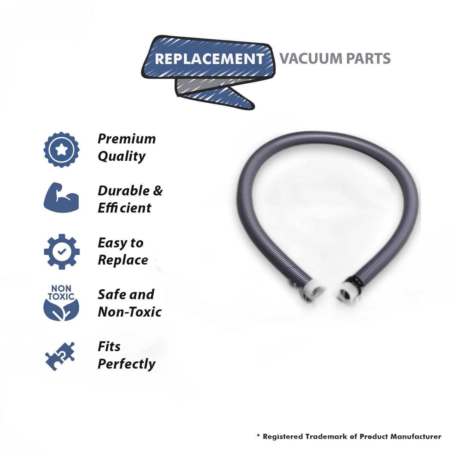 Topvacuumparts Replacement Part For Miele Crushproof Black Vacuum Cleaner 1 1/2 Inch Diameter Blank Hose # Compare to part 54-1205-06