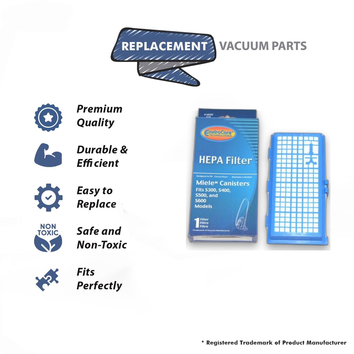 Topvacuumparts Fits For Miele Canister S300 and S600 Vacuum Cleaner HEPA exhaust filter with Activated charcoal 2PK # compare to part 250