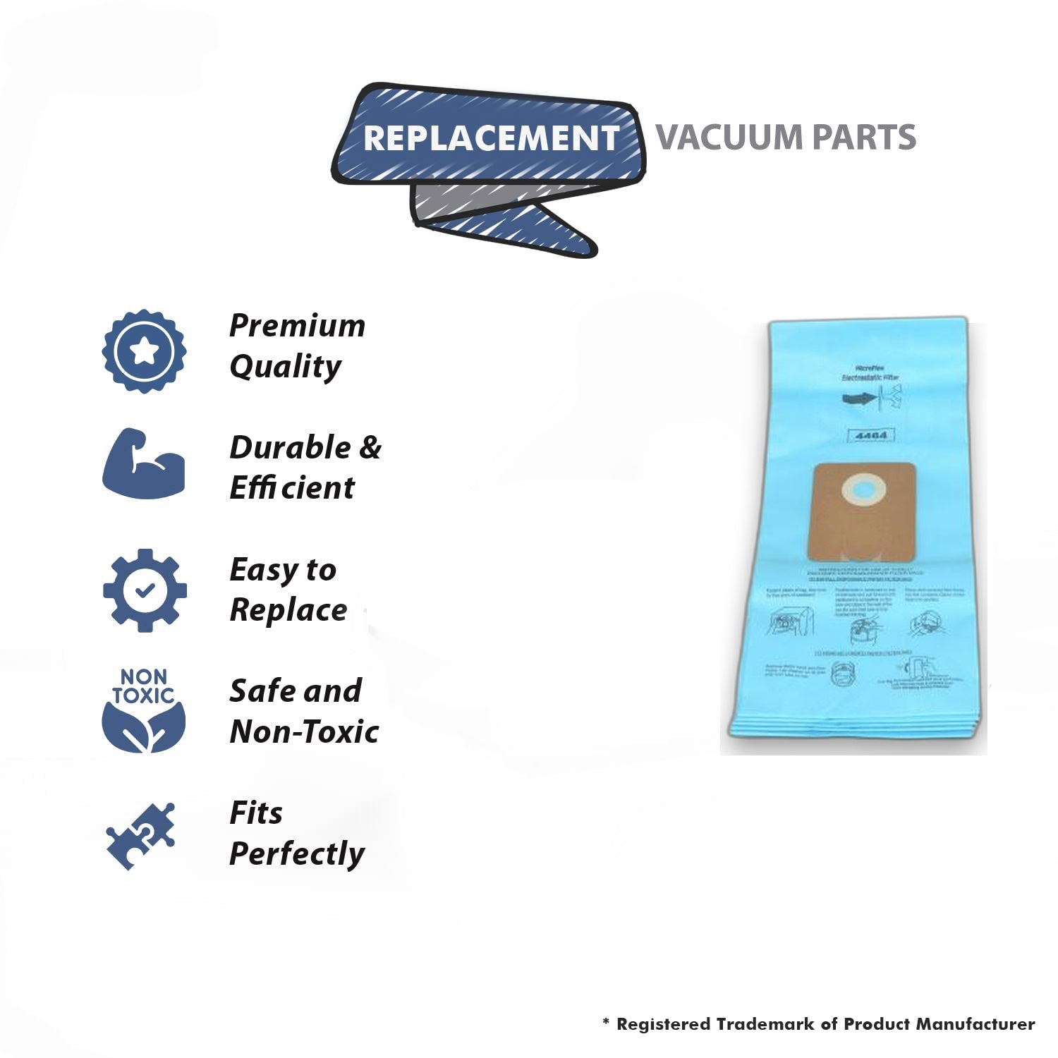 Topvacuumparts Replacement Part For Mastercraft Vacuum Cleaner Micro Wet 5pk Paper Bags # compare to part MR-1464