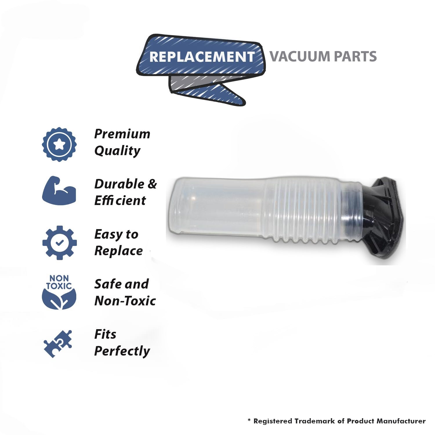 Topvacuumparts Replacement Part For Eureka Black 2-Hole Bag Adapter with Clear Tube # compare to part 541752