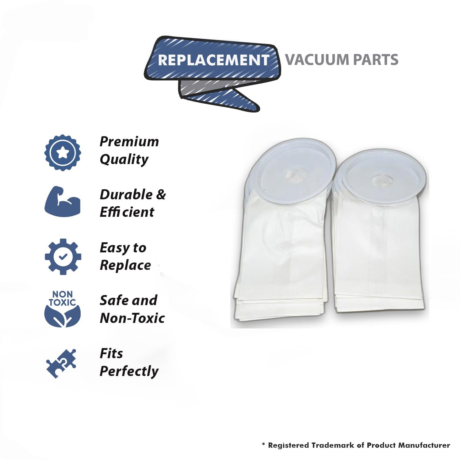 Topvacuumparts Replacement Part For Airway Canister Vacuum Cleaner Plastic Collar Paper Bags 12PK # compare to part AR-14005